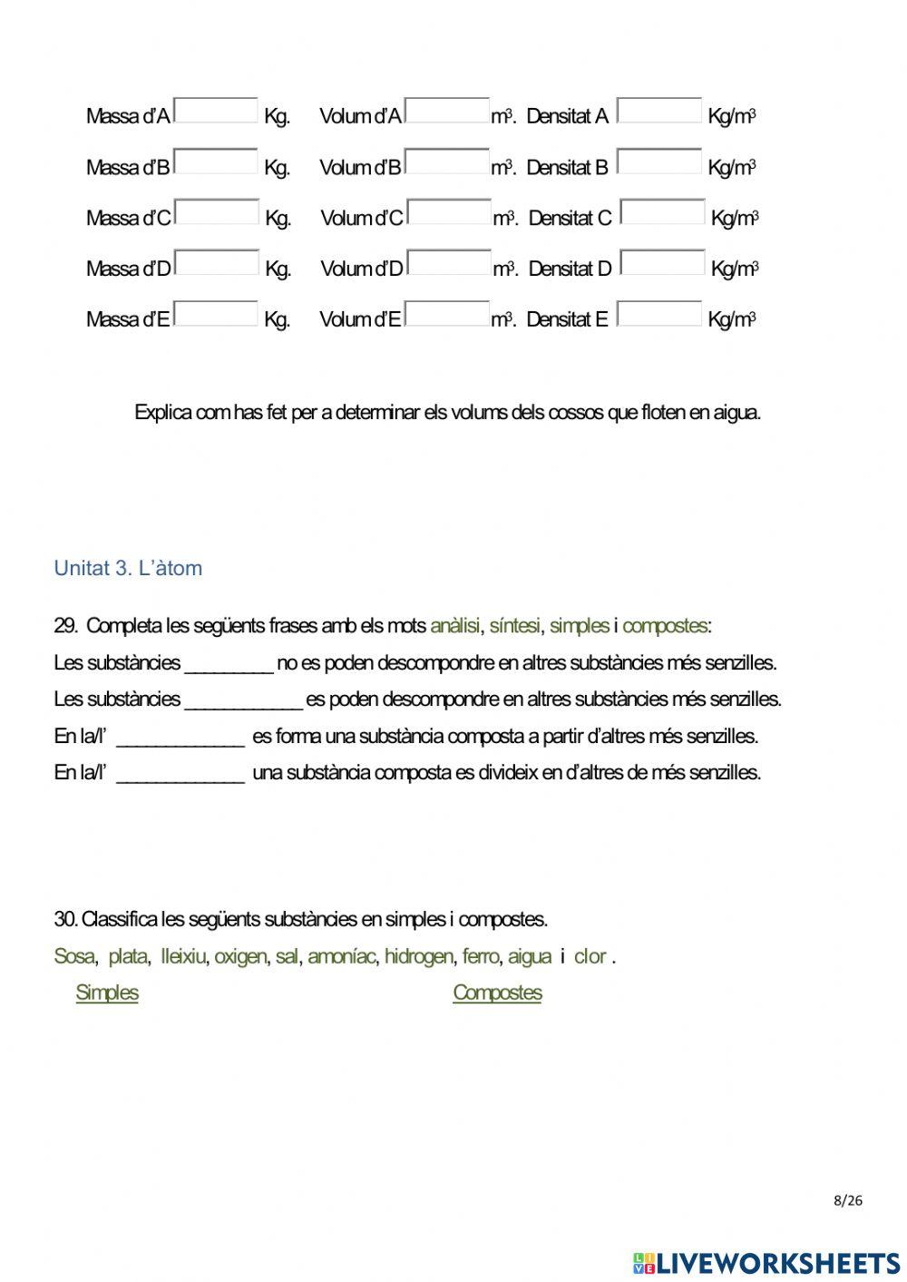 Física i química 2nESO. Recuperació Extraordinària Juny.CURS 2020-21.