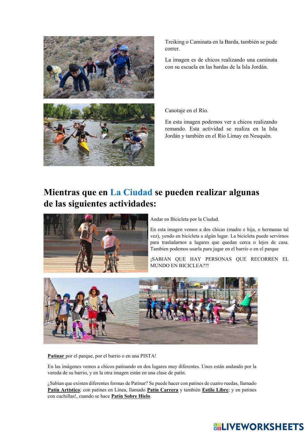 Actividades y Deportes en la Naturaleza o Ciudad