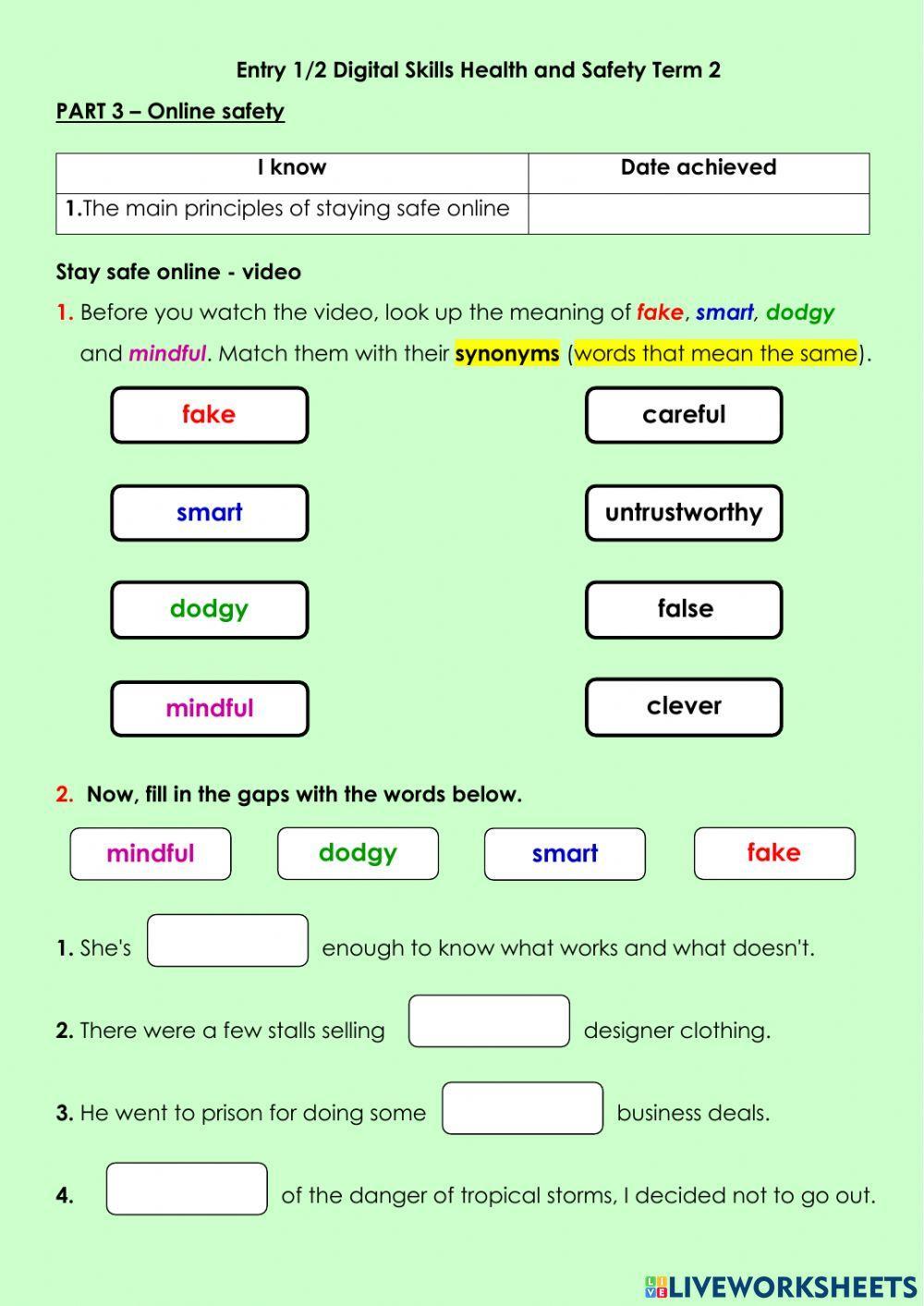 E1 E2 Digital Skills H&S Part 3 TERM 2