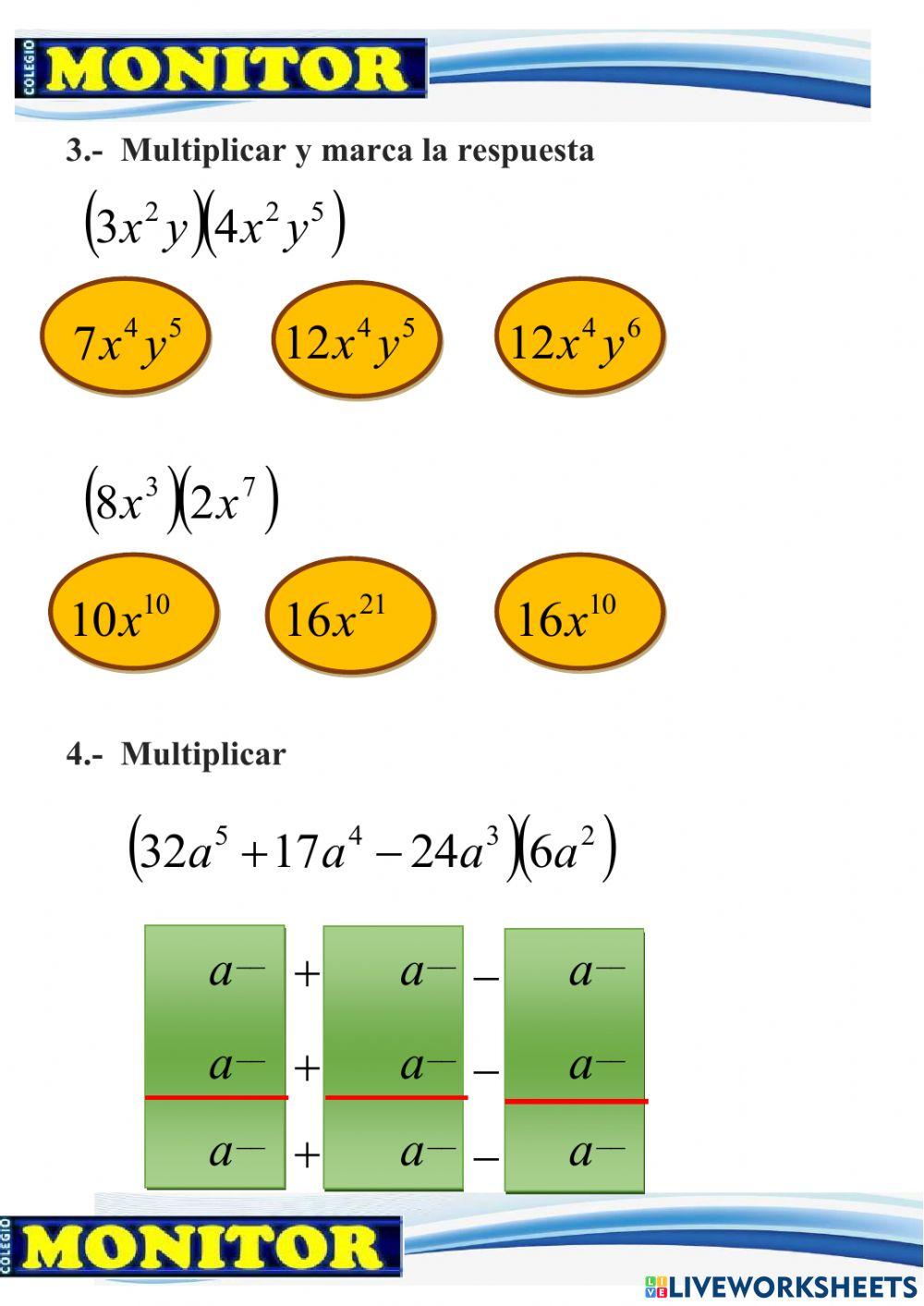 Epresiones algebraicas: