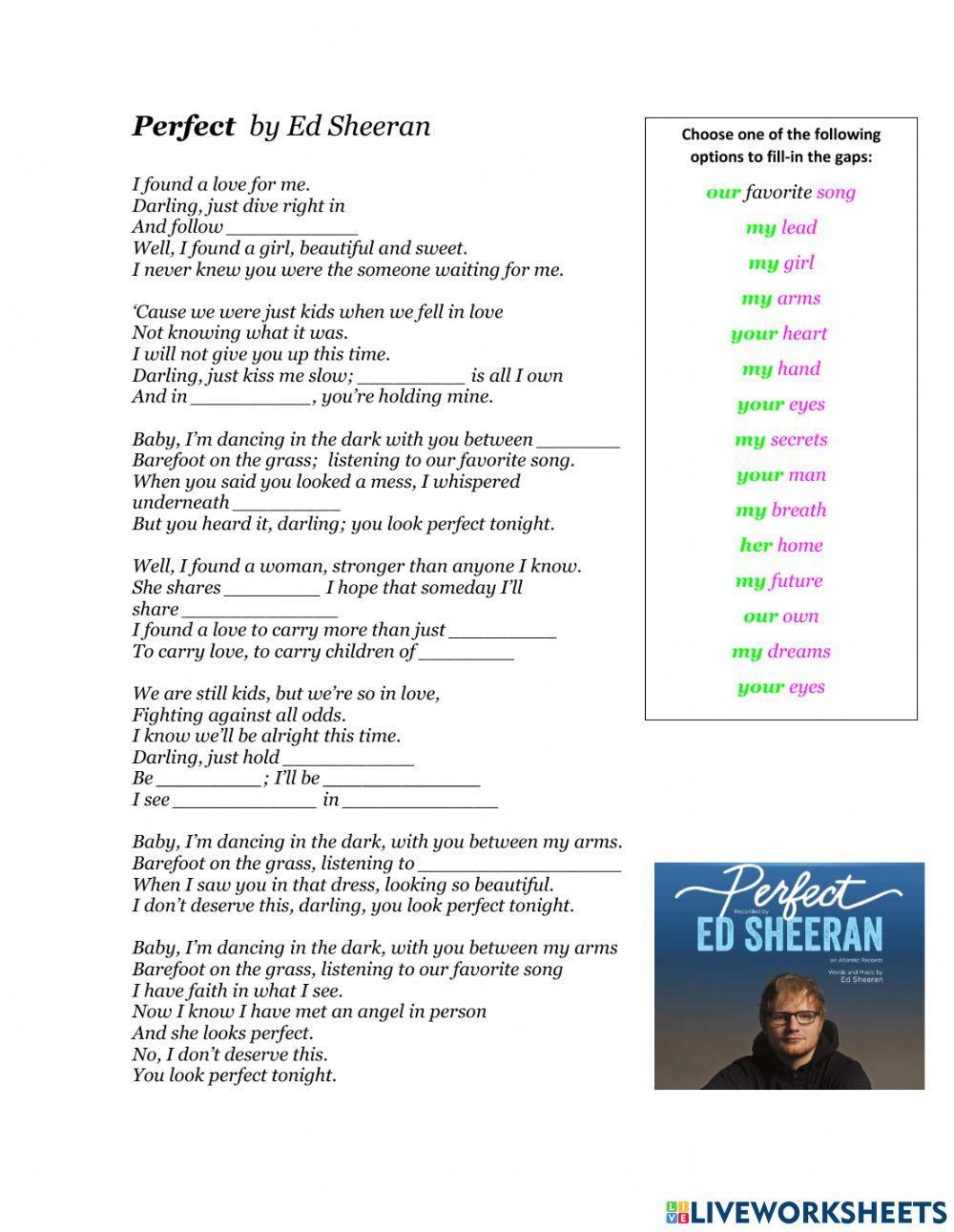 Perfect by Ed Sheetan (Possessive adjectives)