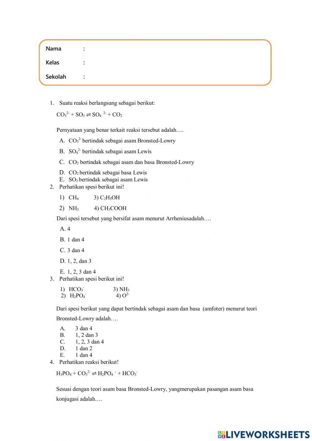 Evaluasi Teori Asam Basa