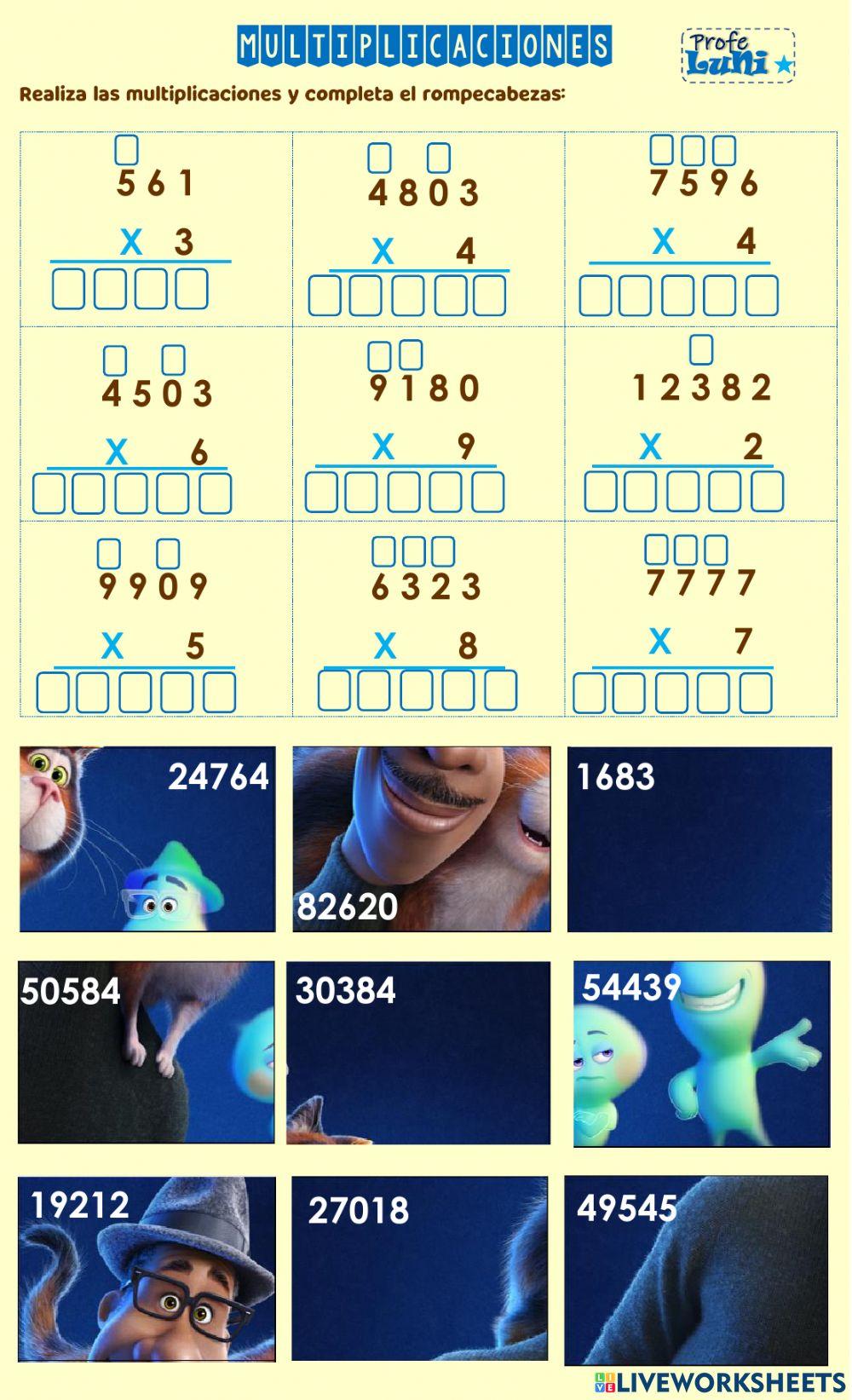 Multiplicaciones de 1 cifra