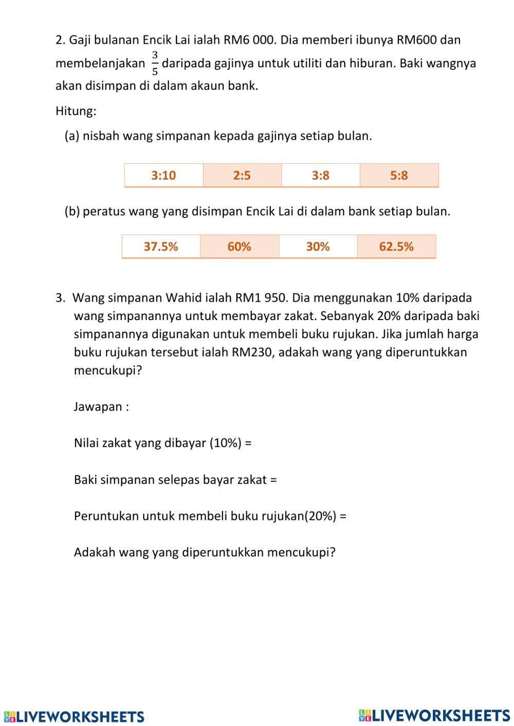 4.5 Perkaitan Nisbah, Kadar dan Kadaran dengan Peratusan, Pecahan dan Perpuluhan