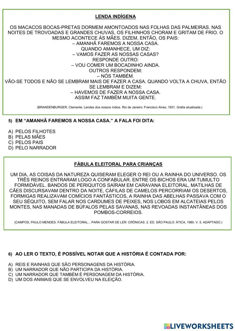 AVALIAÇÃO DE PORTUGUÊS