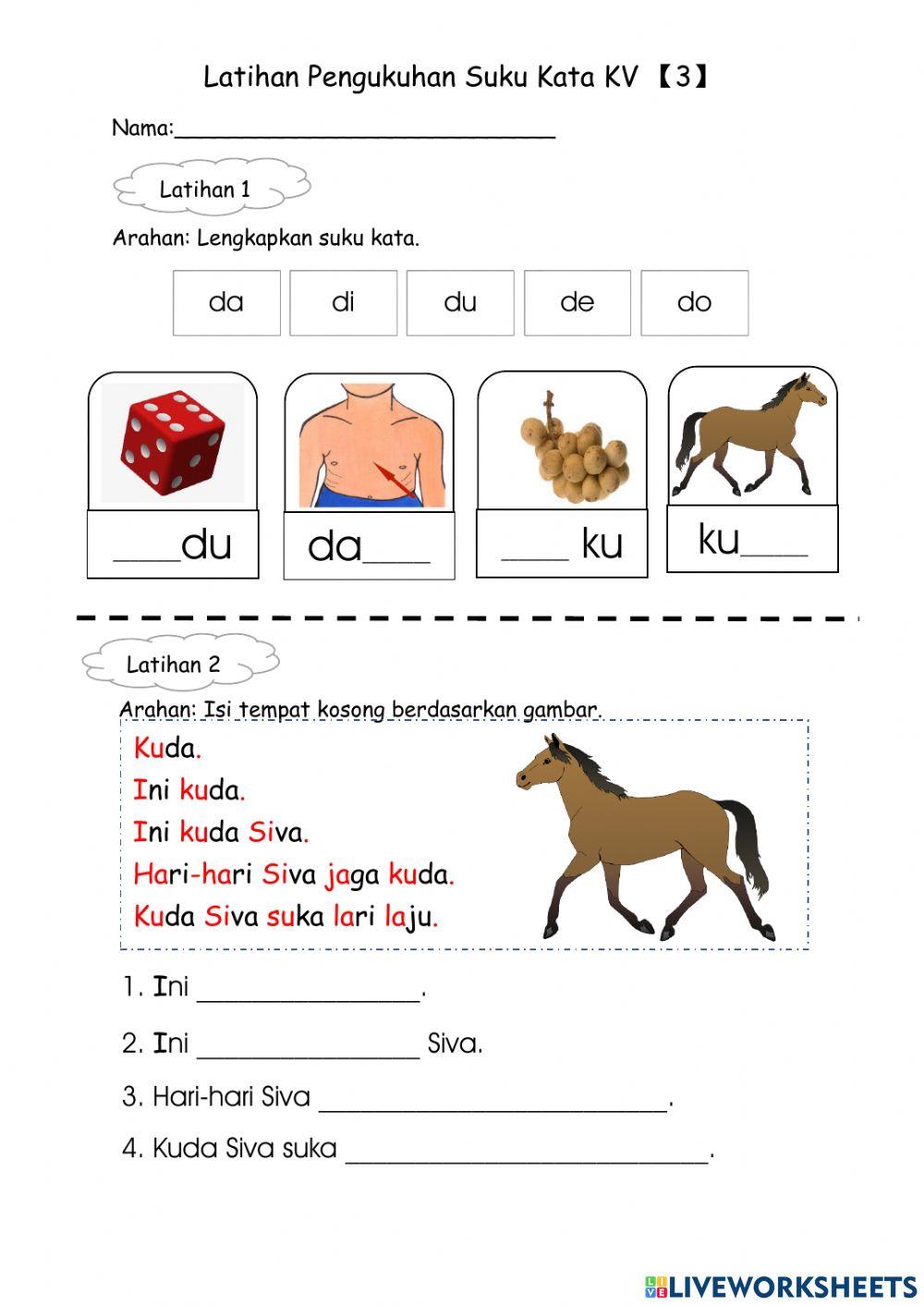 Latihan Pengukuhan Suku Kata KV 【3】