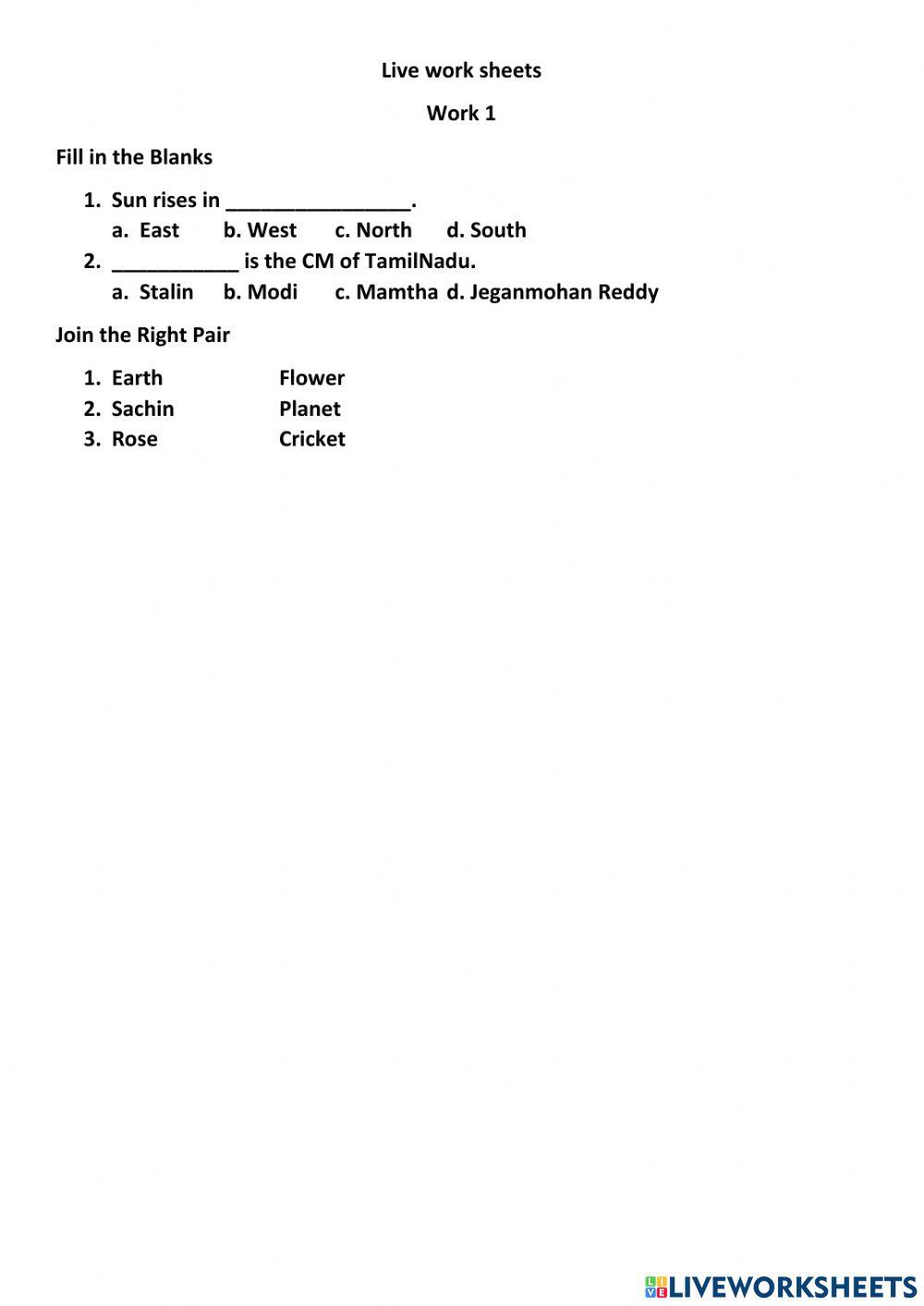 General Knowledge exercise for Grade 3 | Live Worksheets