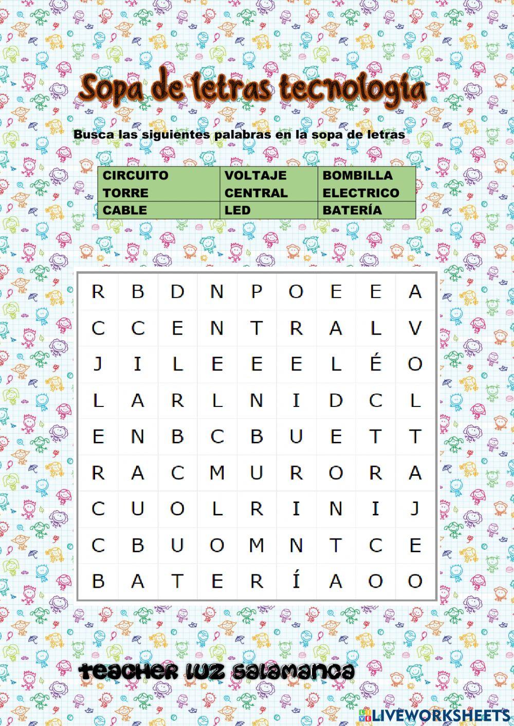 Sopa de letras tecnología