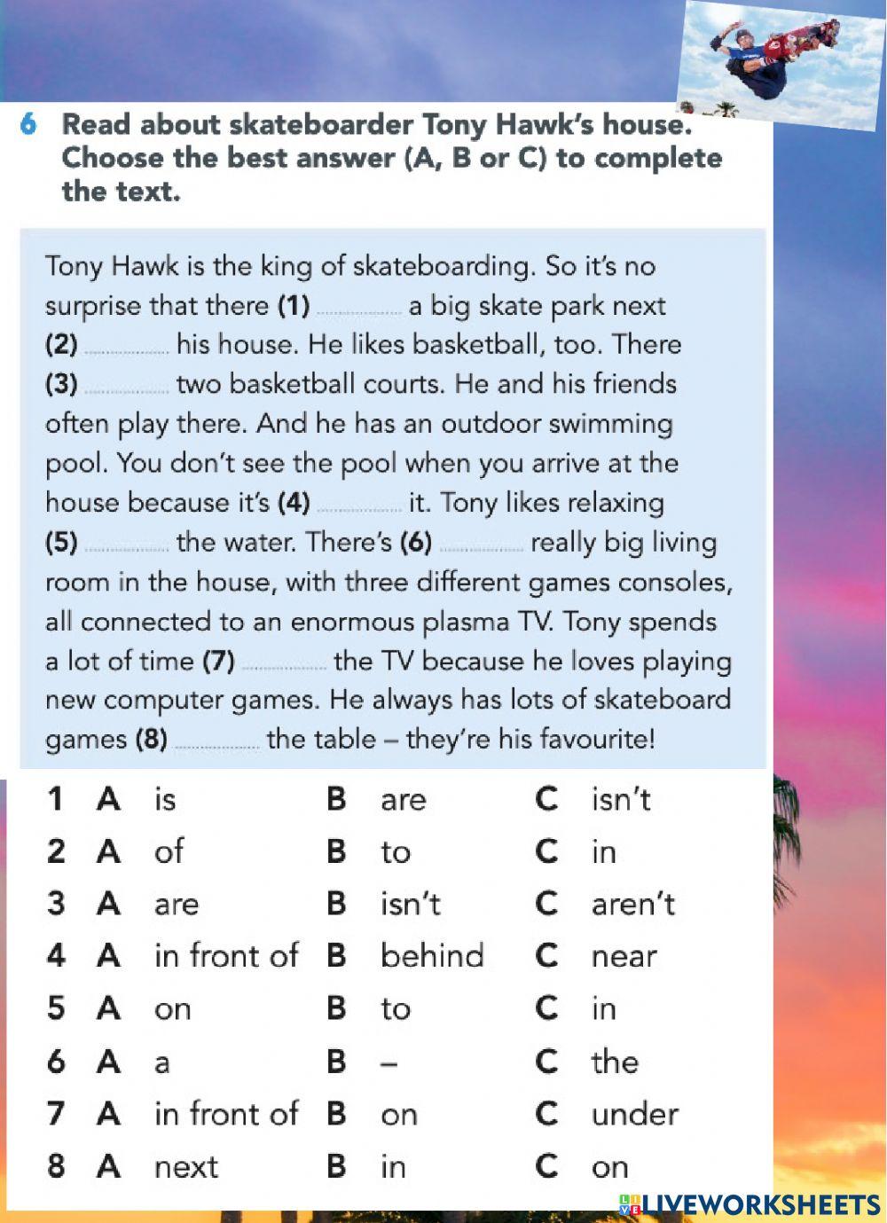 Tony Hawk Worksheet online exercise for Live Worksheets
