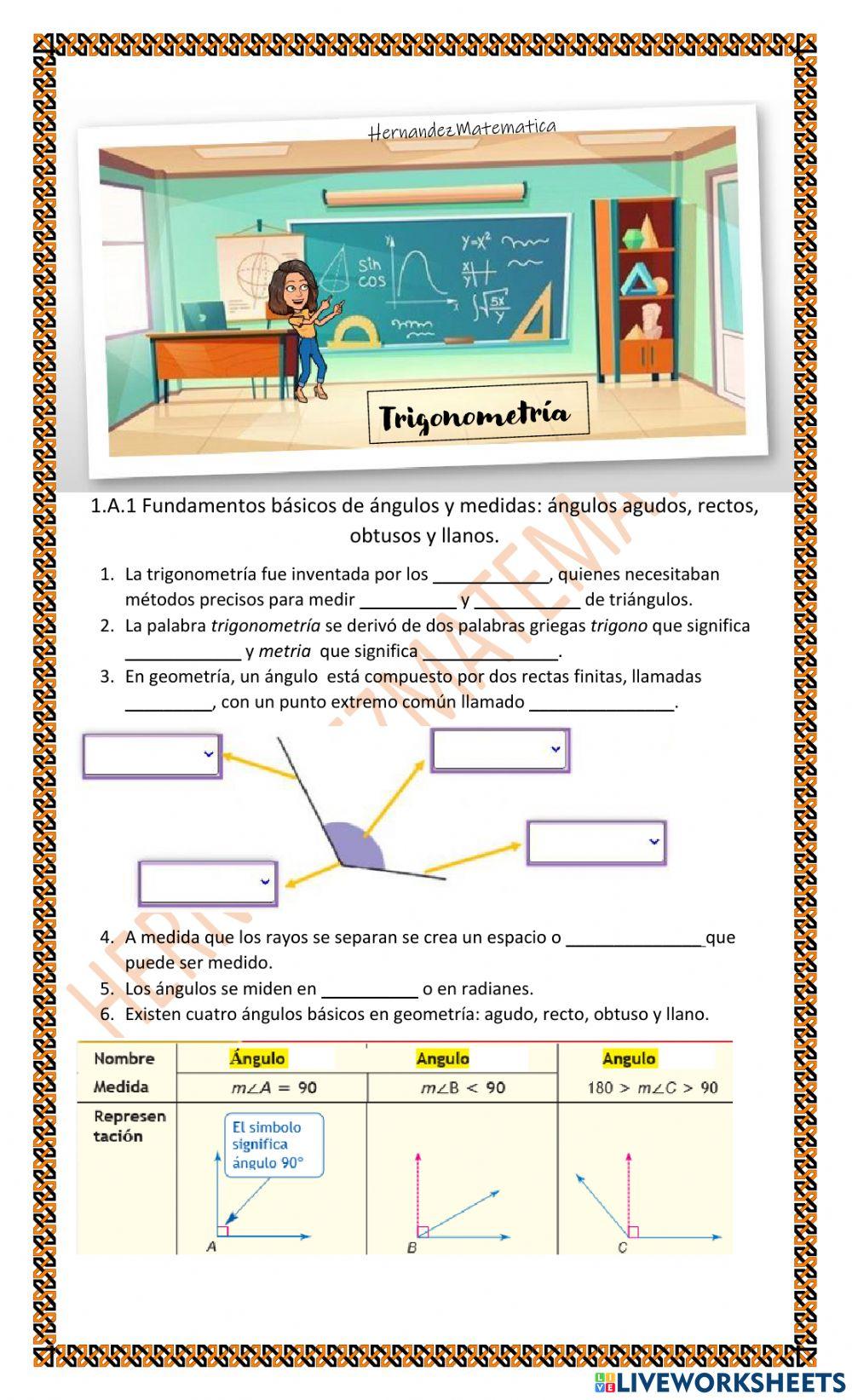 TRIG 1.A.1 Fundamentos básicos de ángulos y medidas