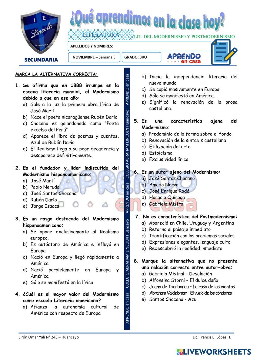 Prac. del modernismo y postmodernismo