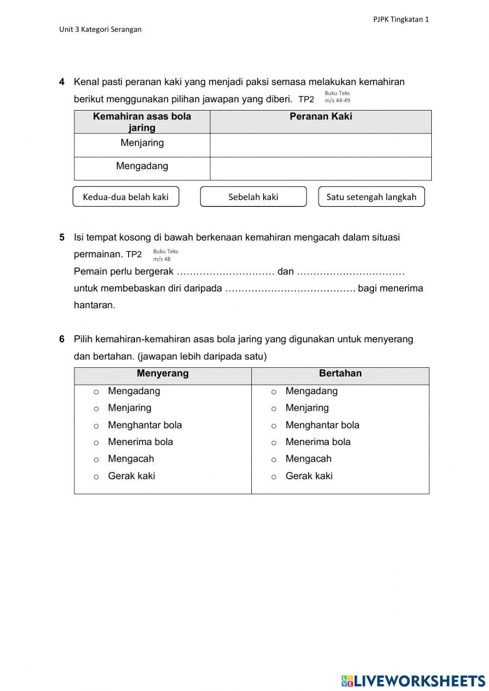 Bola jaring Tingkatan 1