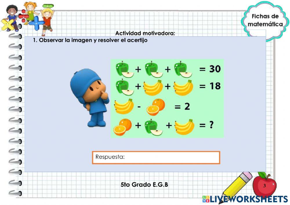 Problemas con sumas, restas y multiplicaciones