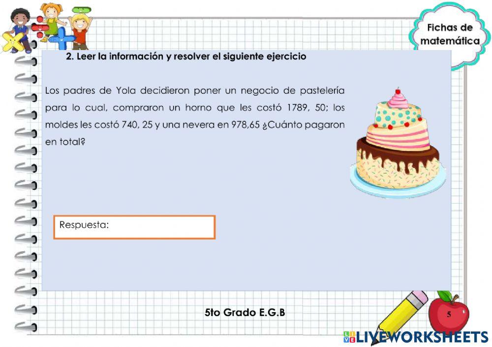 Problemas con sumas, restas y multiplicaciones