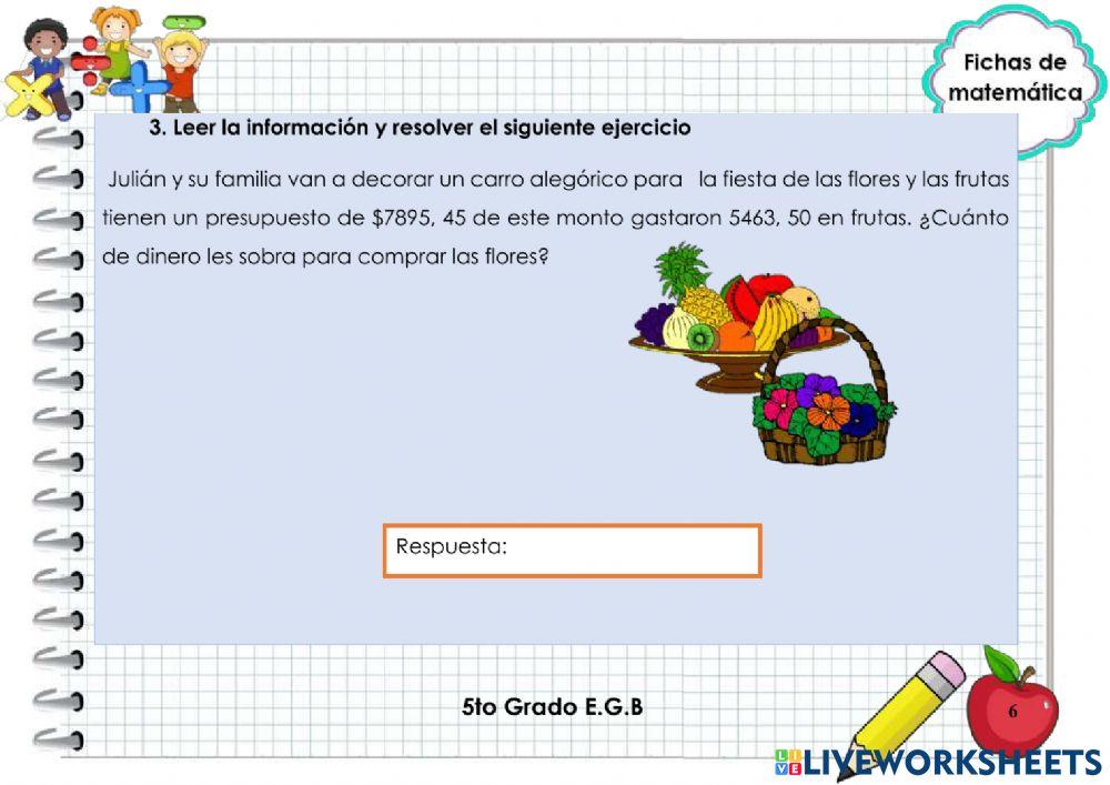 Problemas con sumas, restas y multiplicaciones