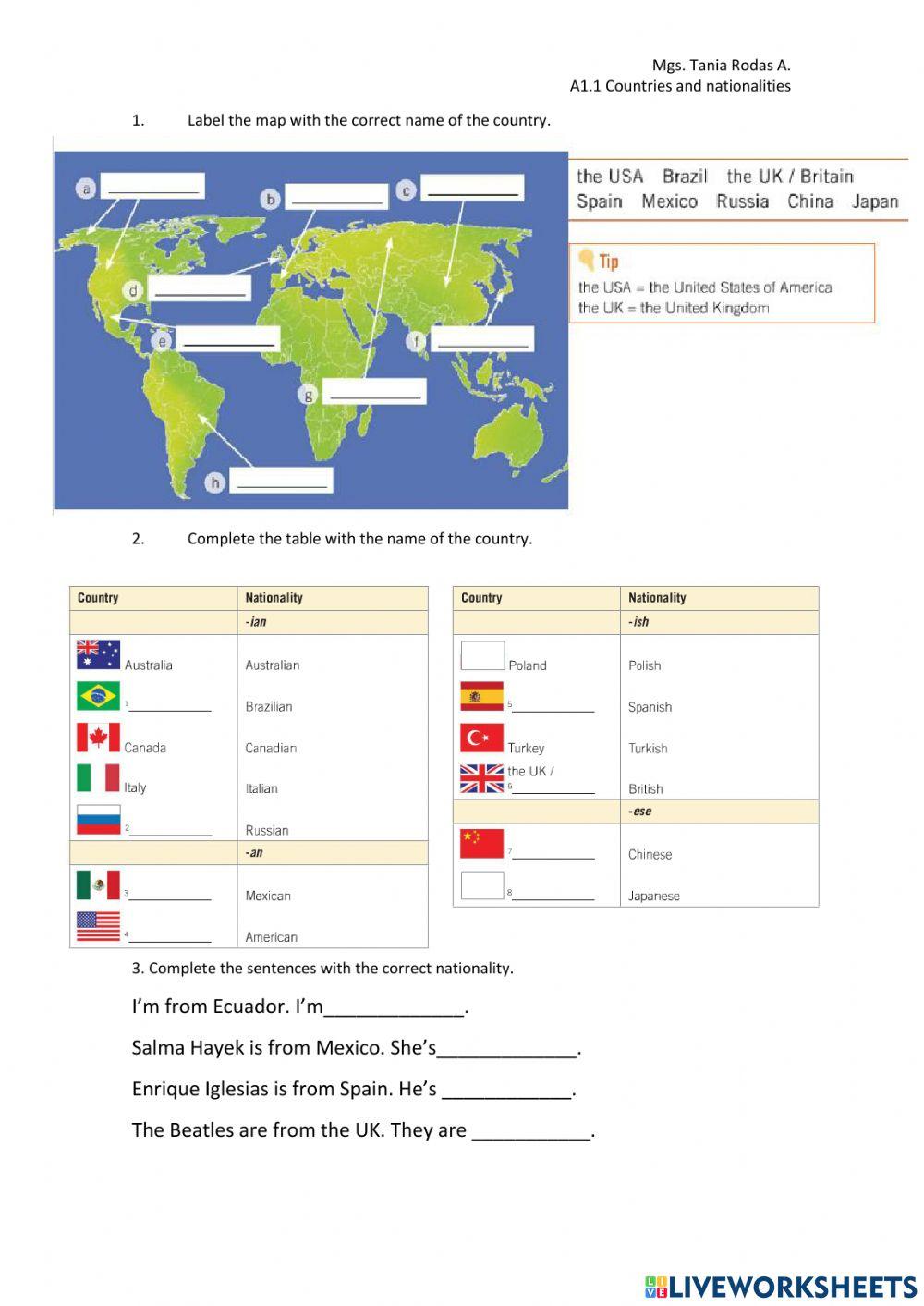 Countries and nationalities