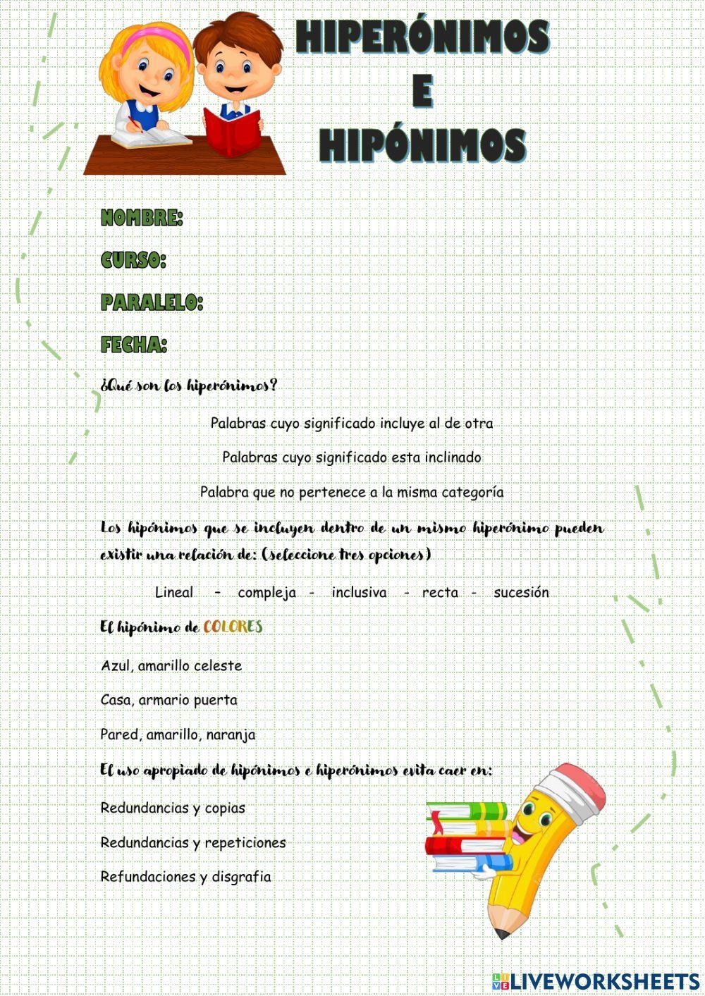 Hiperónimos e Hipónimos