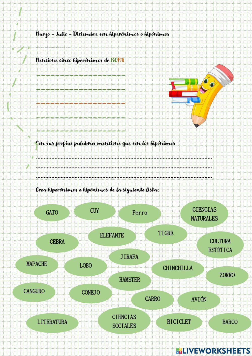 Hiperónimos e Hipónimos