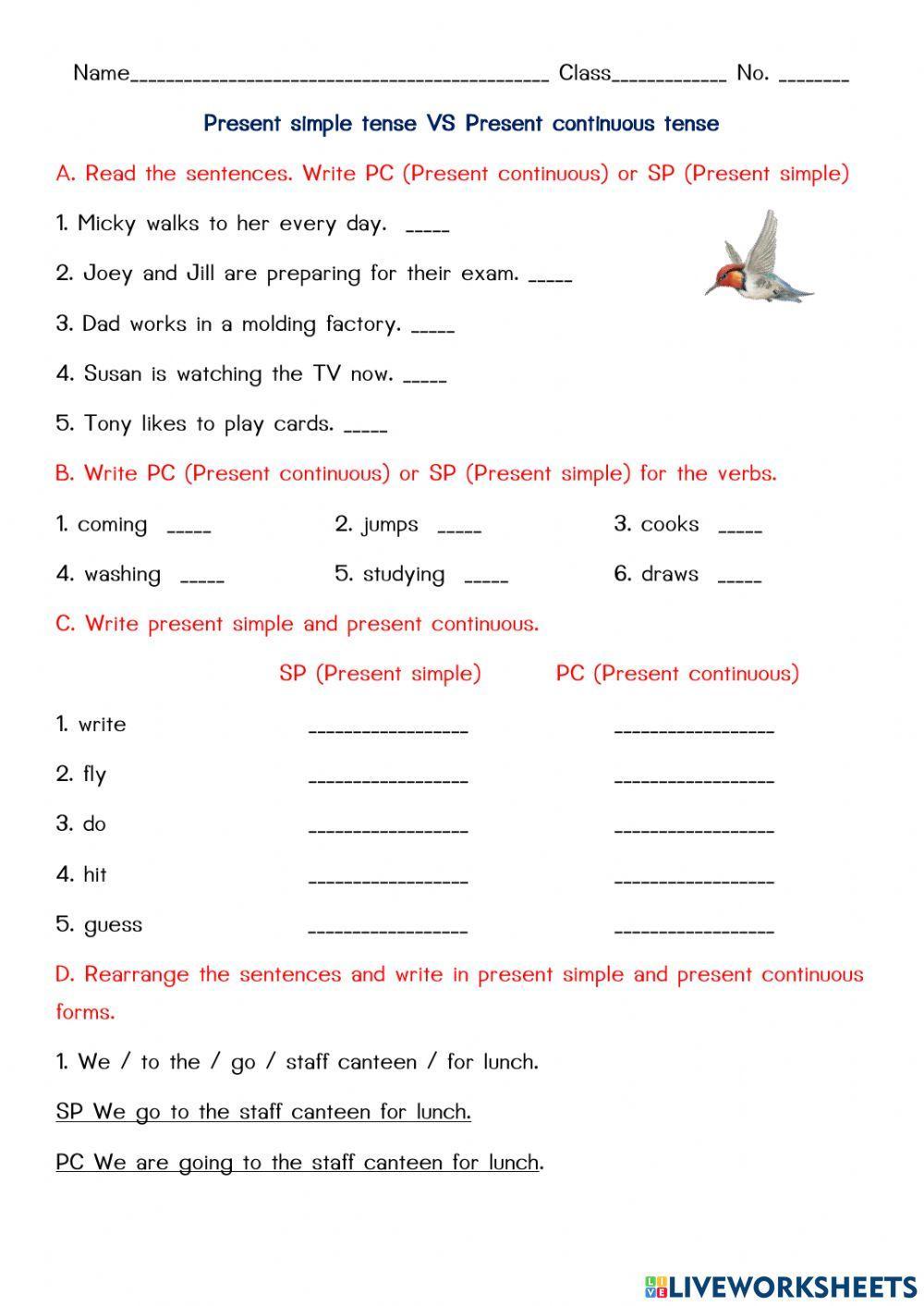 Present simple and present continuous