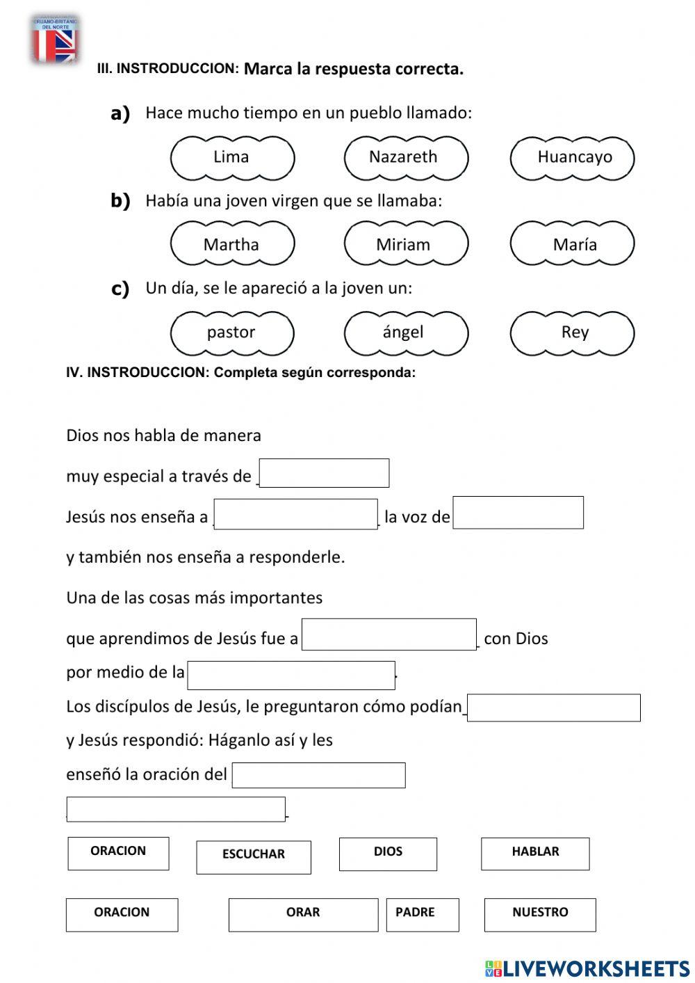 Examen Religión III Unidad