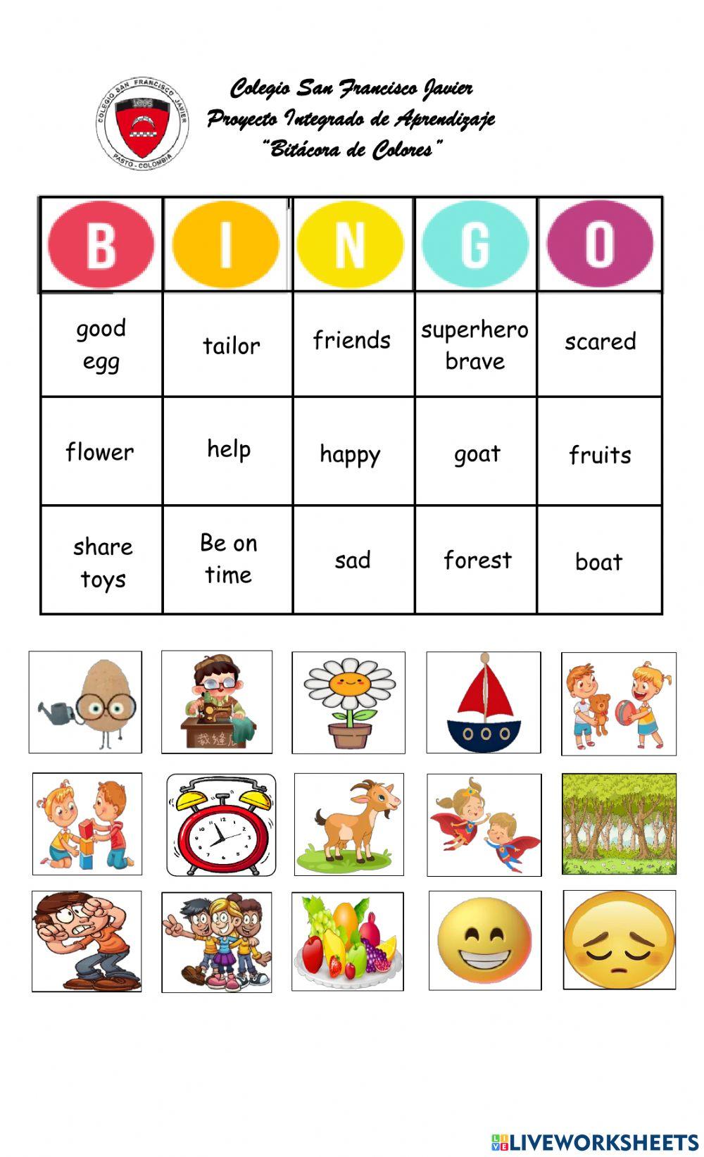 BITÁCORA DE COLORES-BINGO GAME1