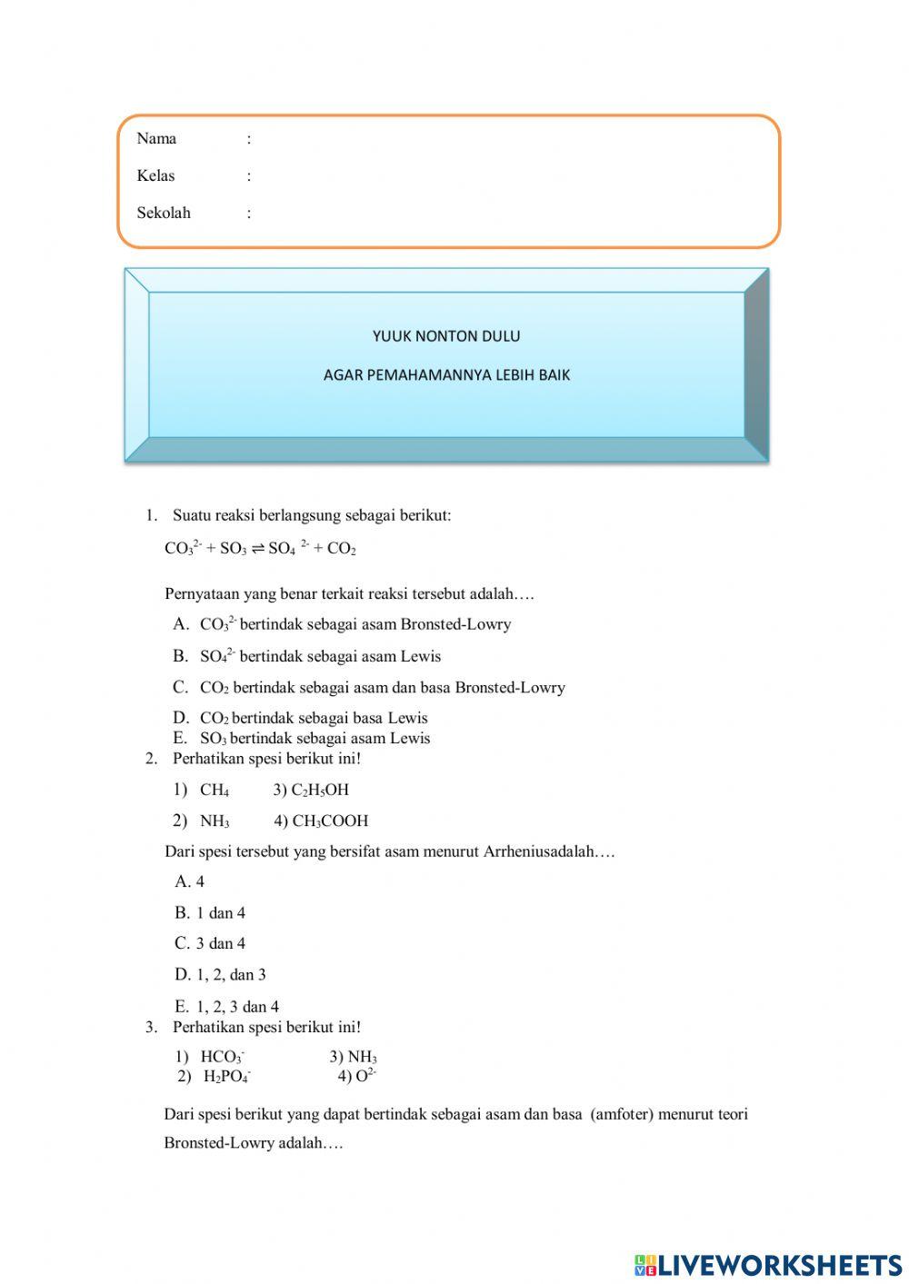 Evaluasi Teori Asam Basa