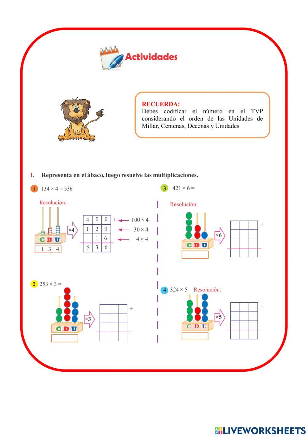Multiplicamos en el ábaco