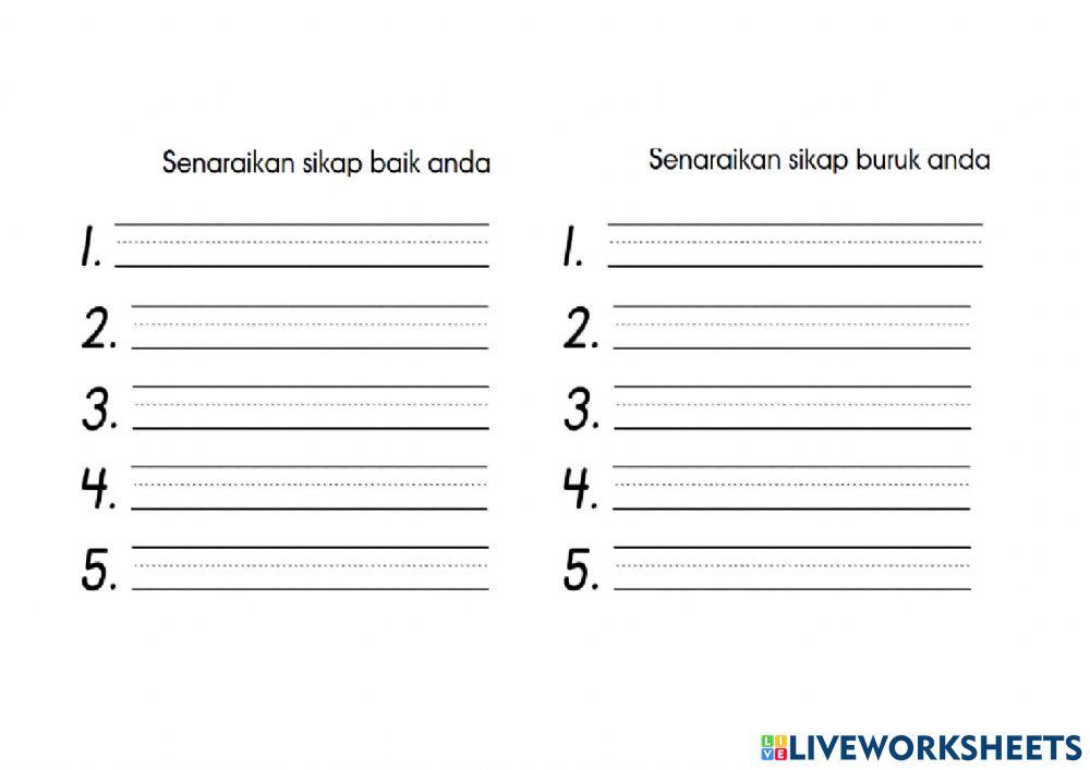 Sahsiah diri saya murid tahap 1
