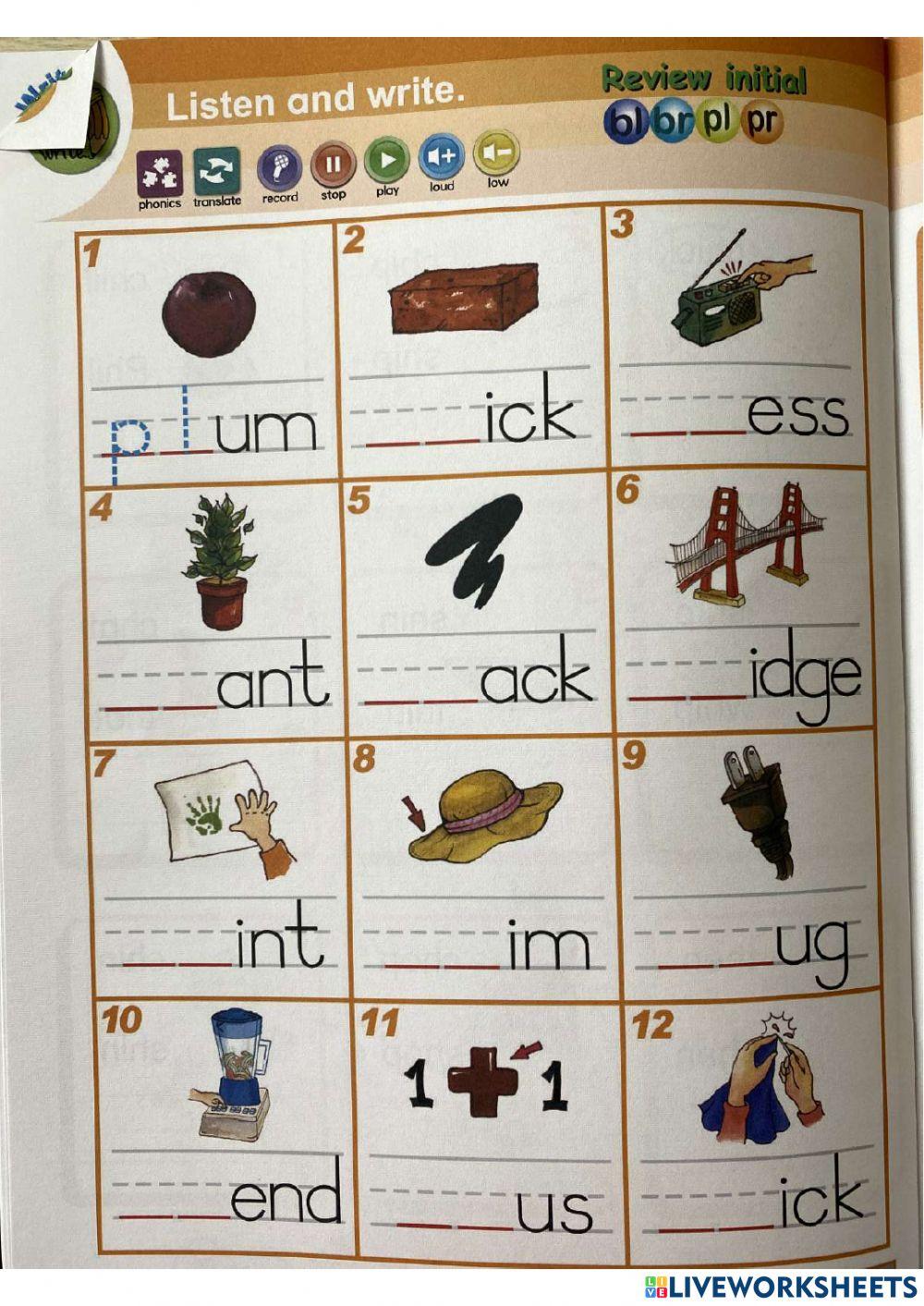Phonics practice worksheet1 worksheet Live Worksheets