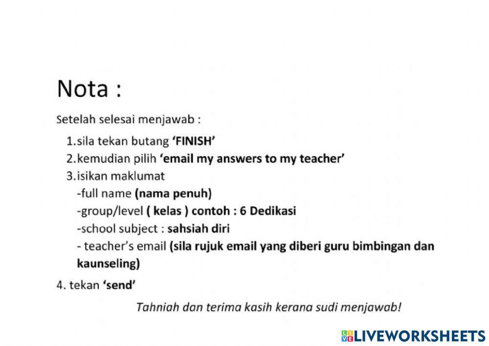 Sahsiah diri saya tahap 2