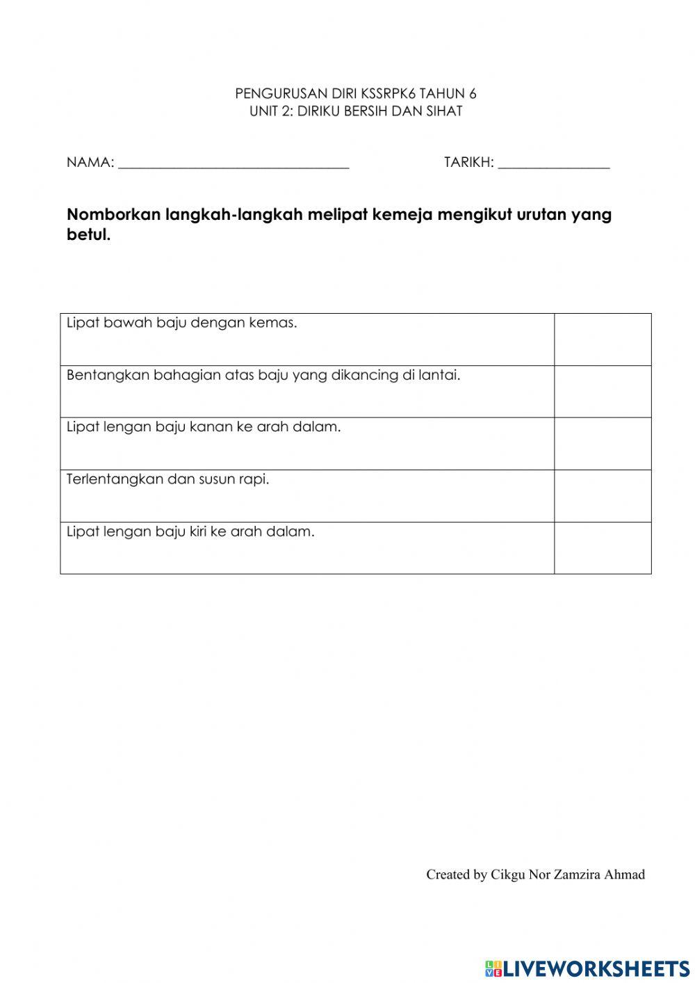 Pengurusan diri tahun 6