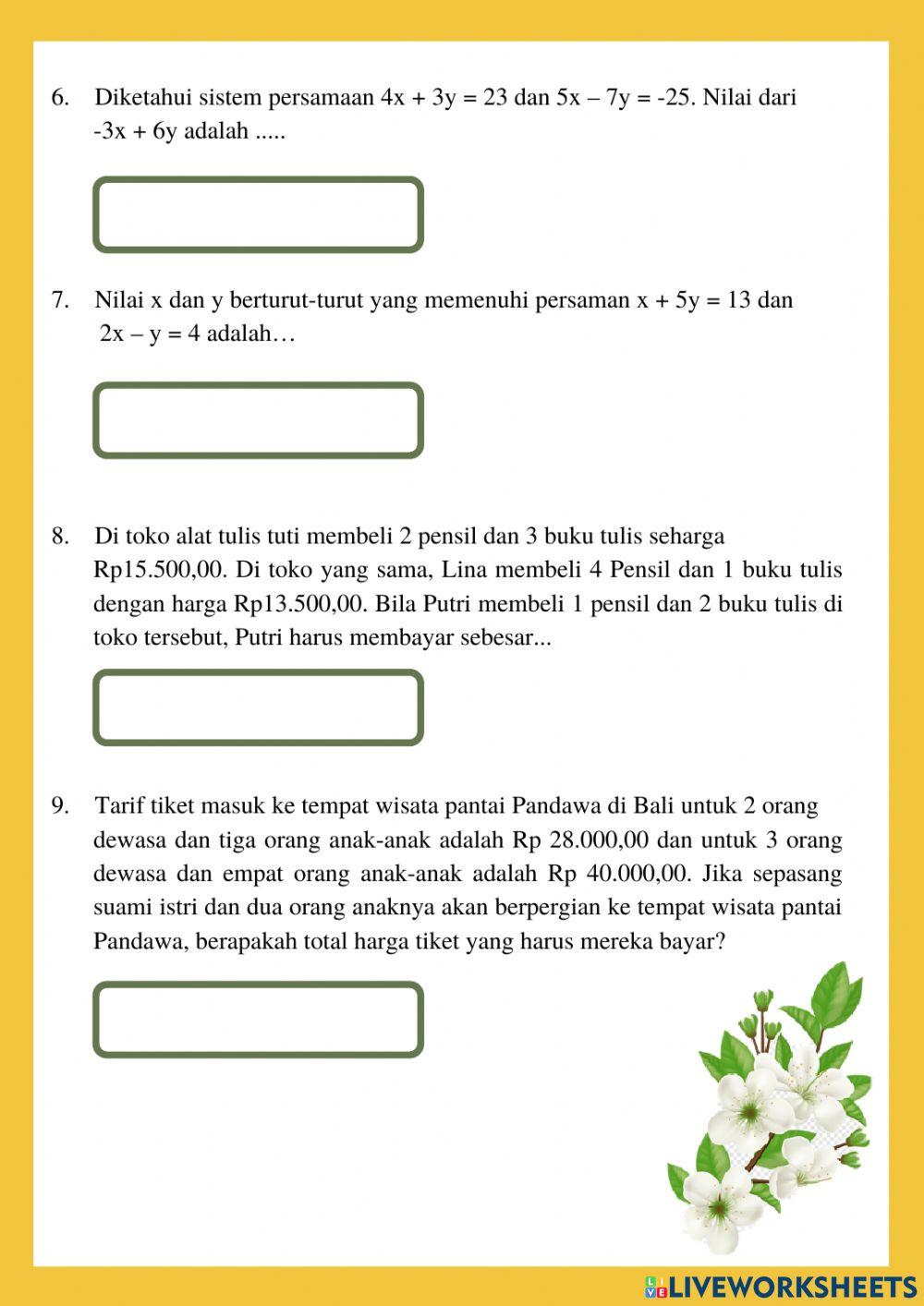 Sistem Persamaan Linier Dua Variabel