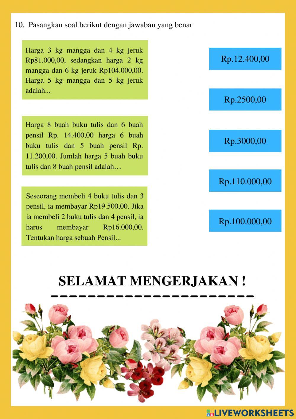 Sistem Persamaan Linier Dua Variabel