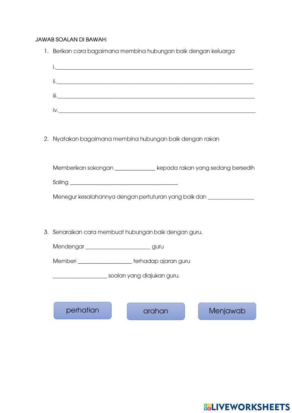 Membina Hubungan baik dengan keluarga, rakan dan guru