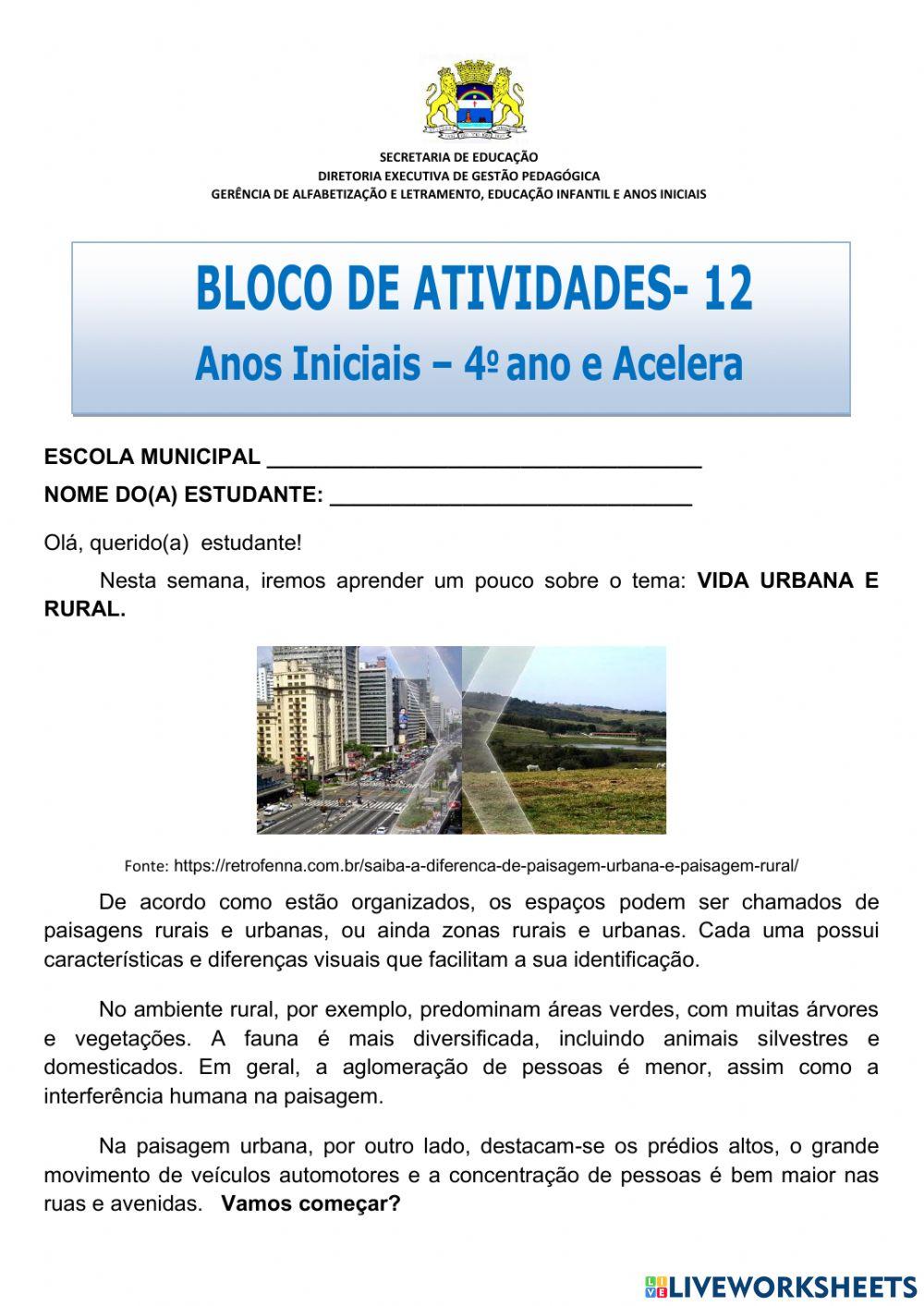 Vida urbana e rural