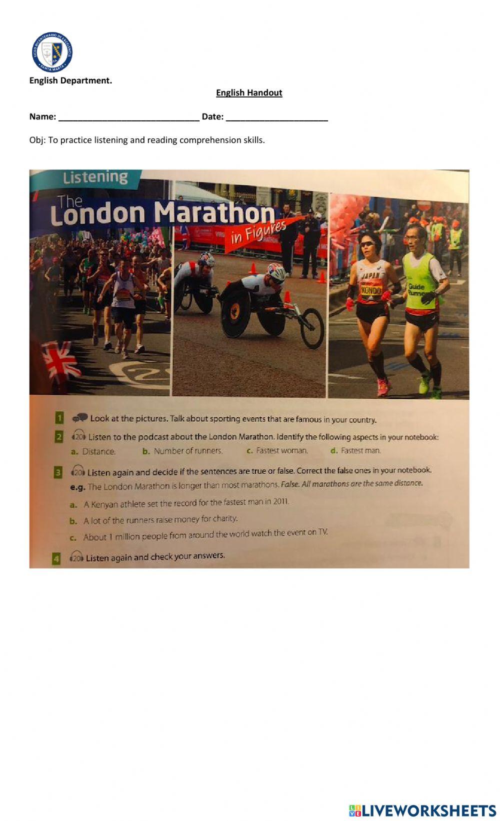 Listening comprehension: London marathon