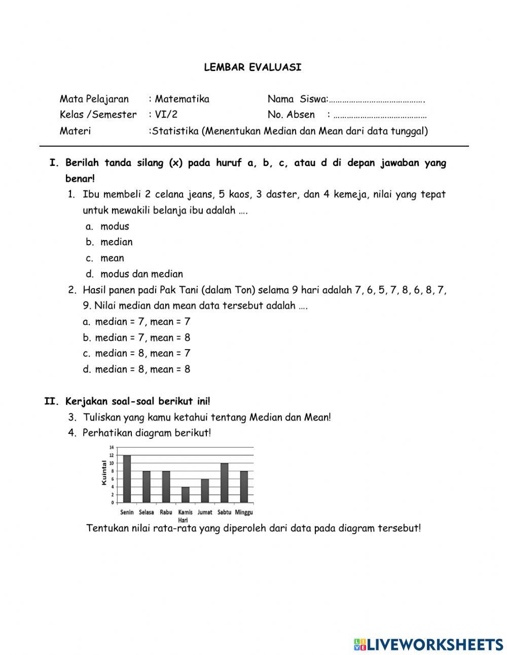 Evaluasi Mean dan Median