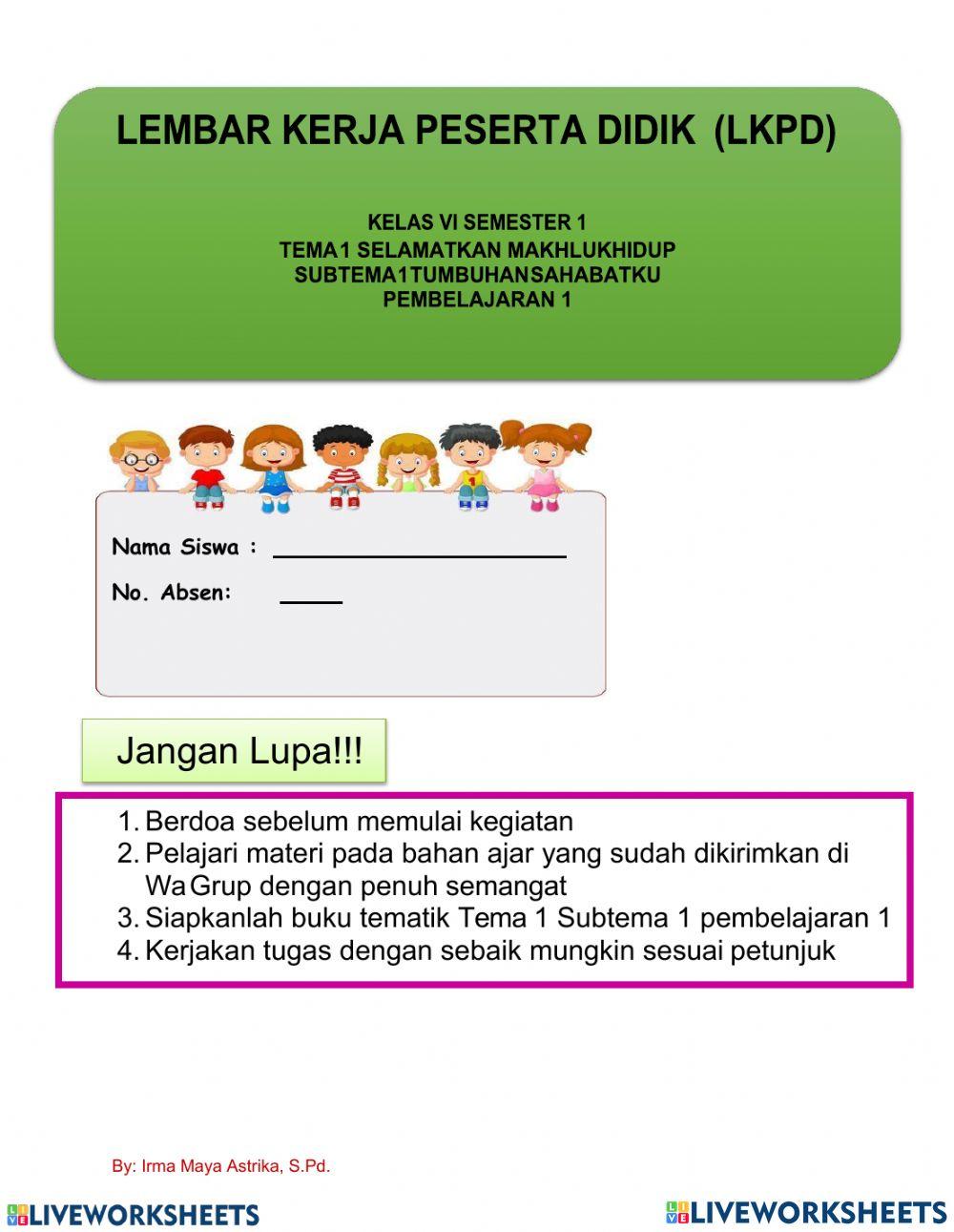 LKPD Tema 1 Sub 1 Pemb. 1