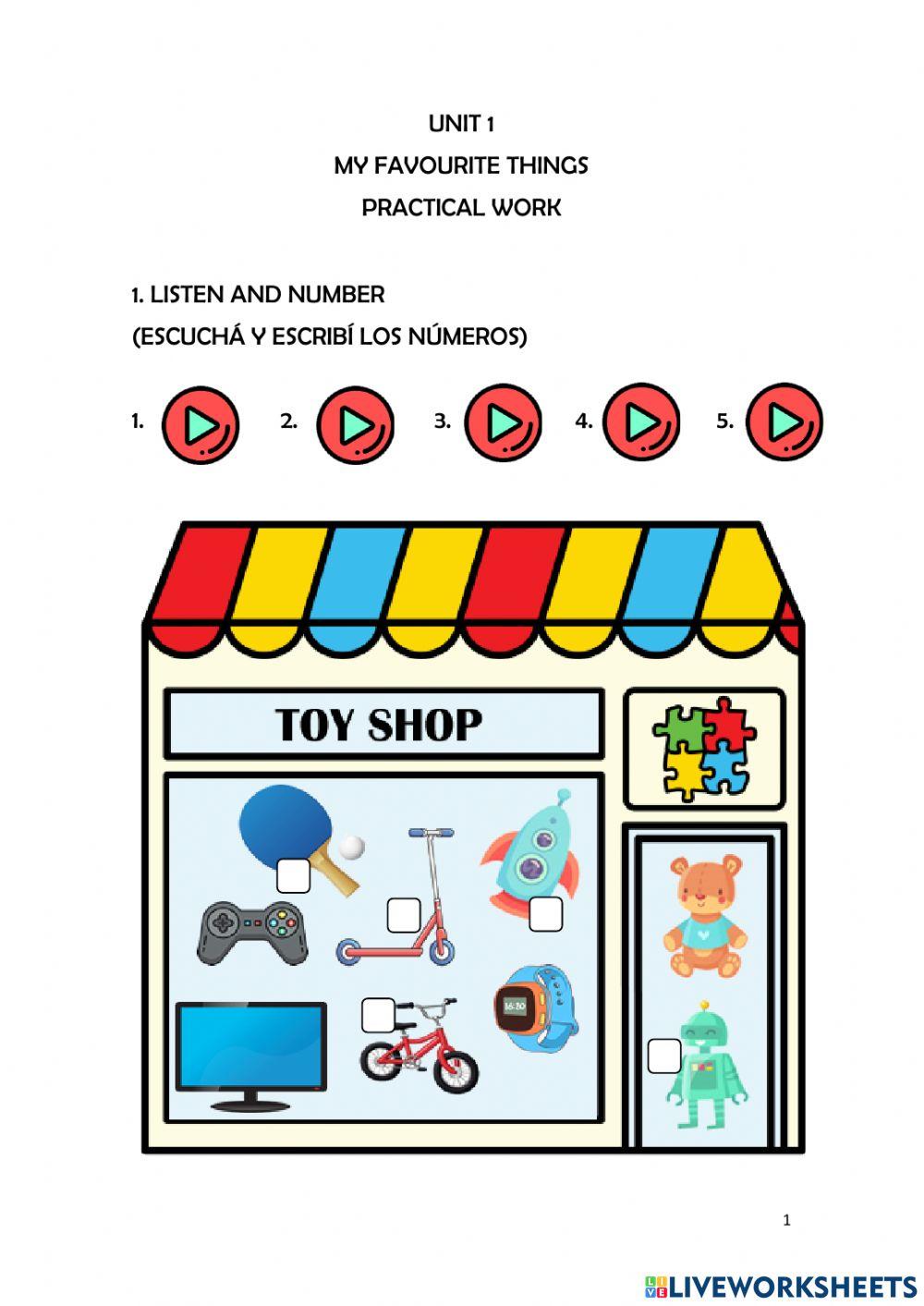 My favourite things Unit 1 NEA