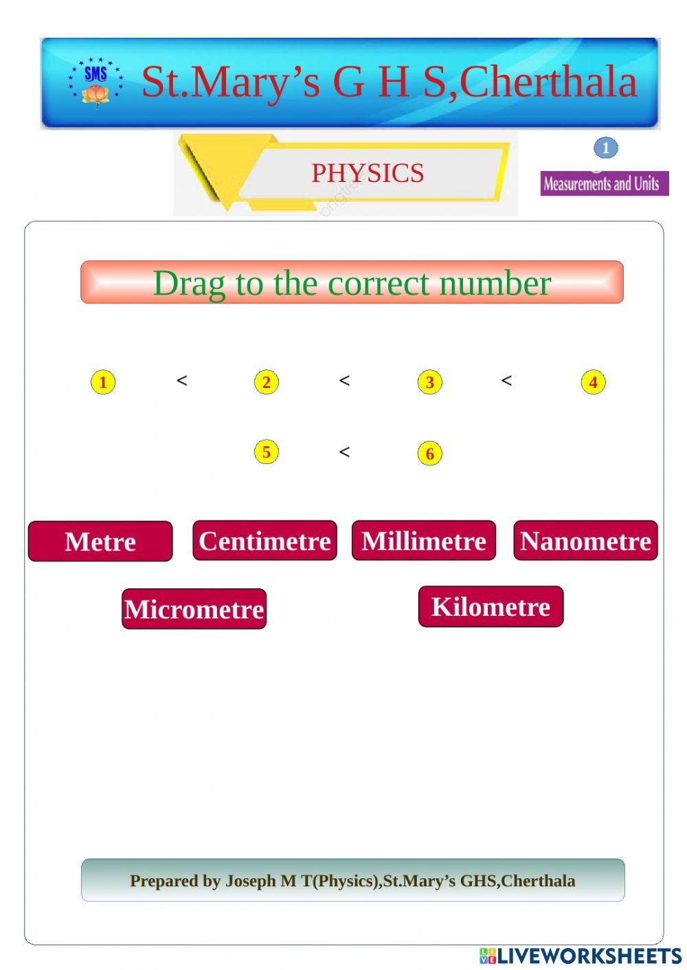Physics Work Sheet