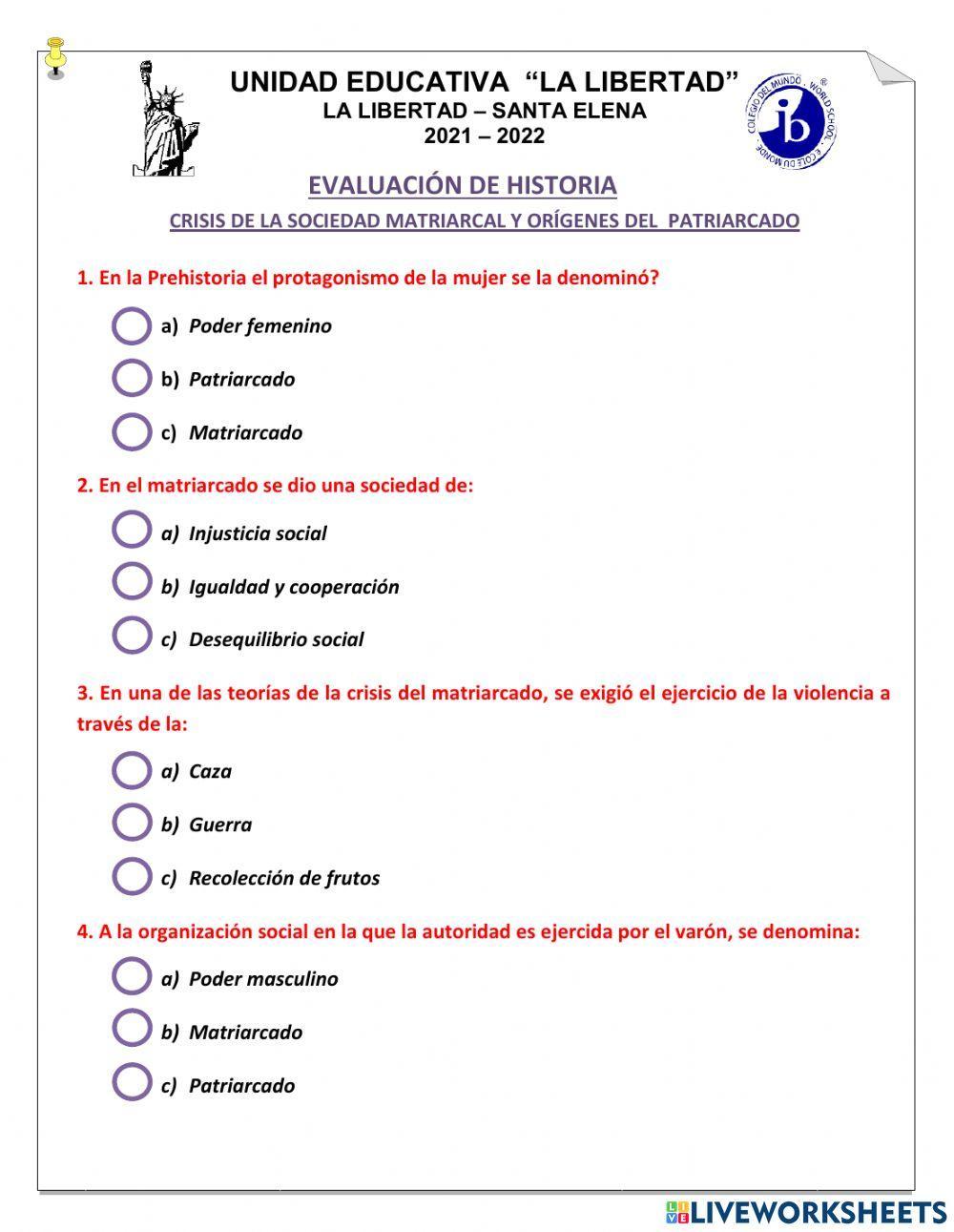 Crisis de la sociedad matriarcal y orígenes del  patriarcado