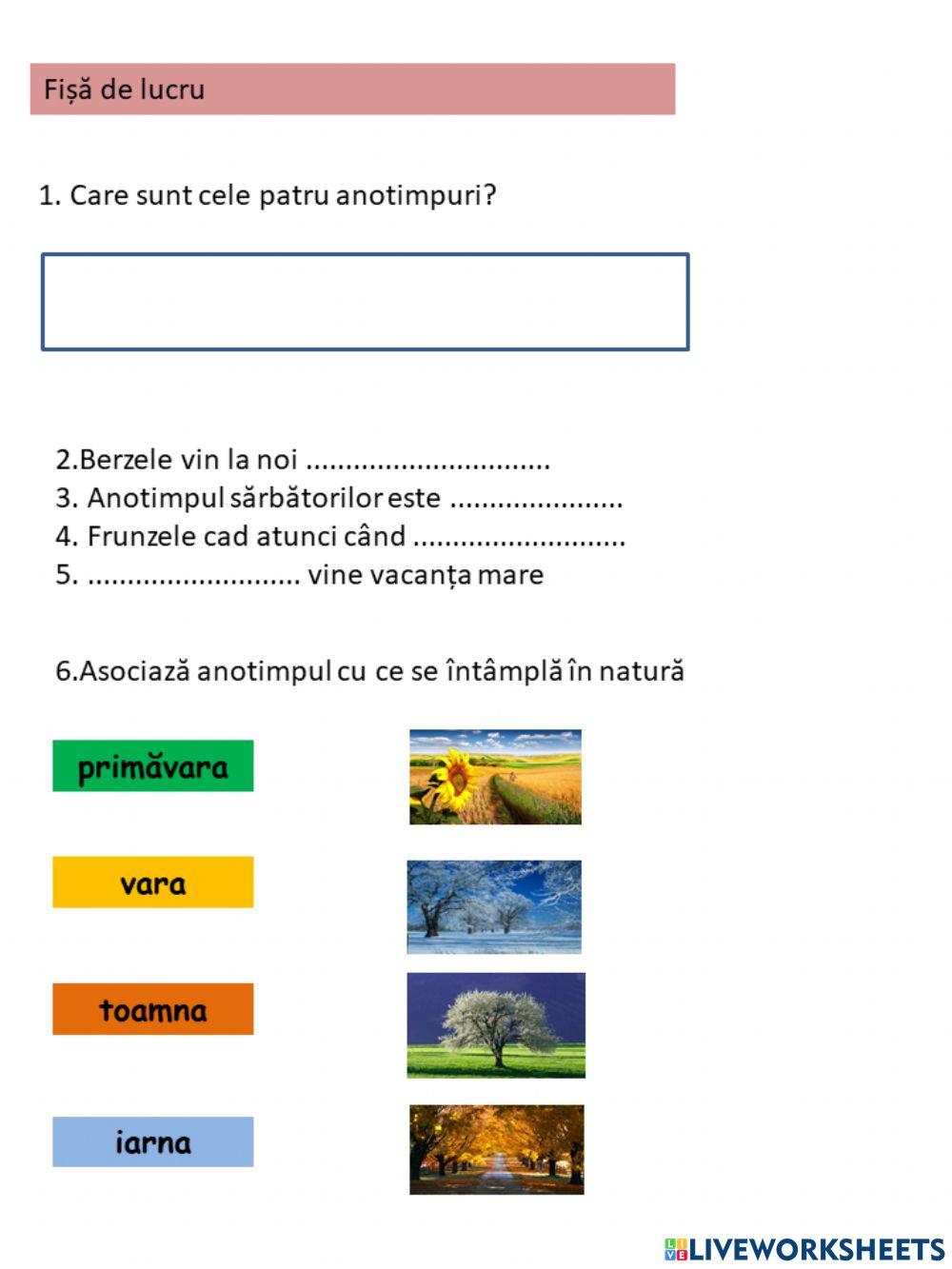 Fișă de lucru - Anotimpuri