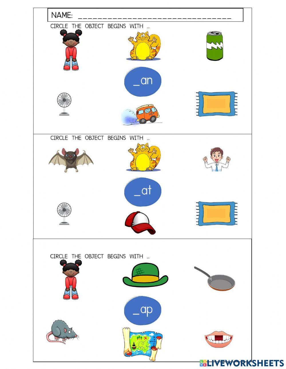 Cvc words - an, at, ap