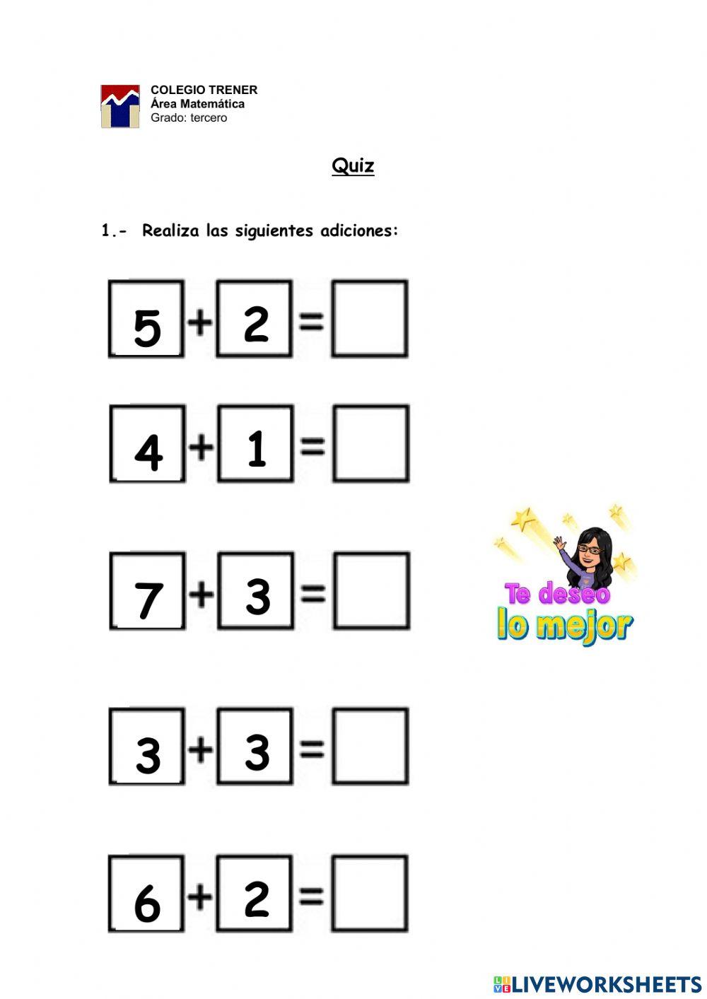Quiz di matematica 6 worksheet