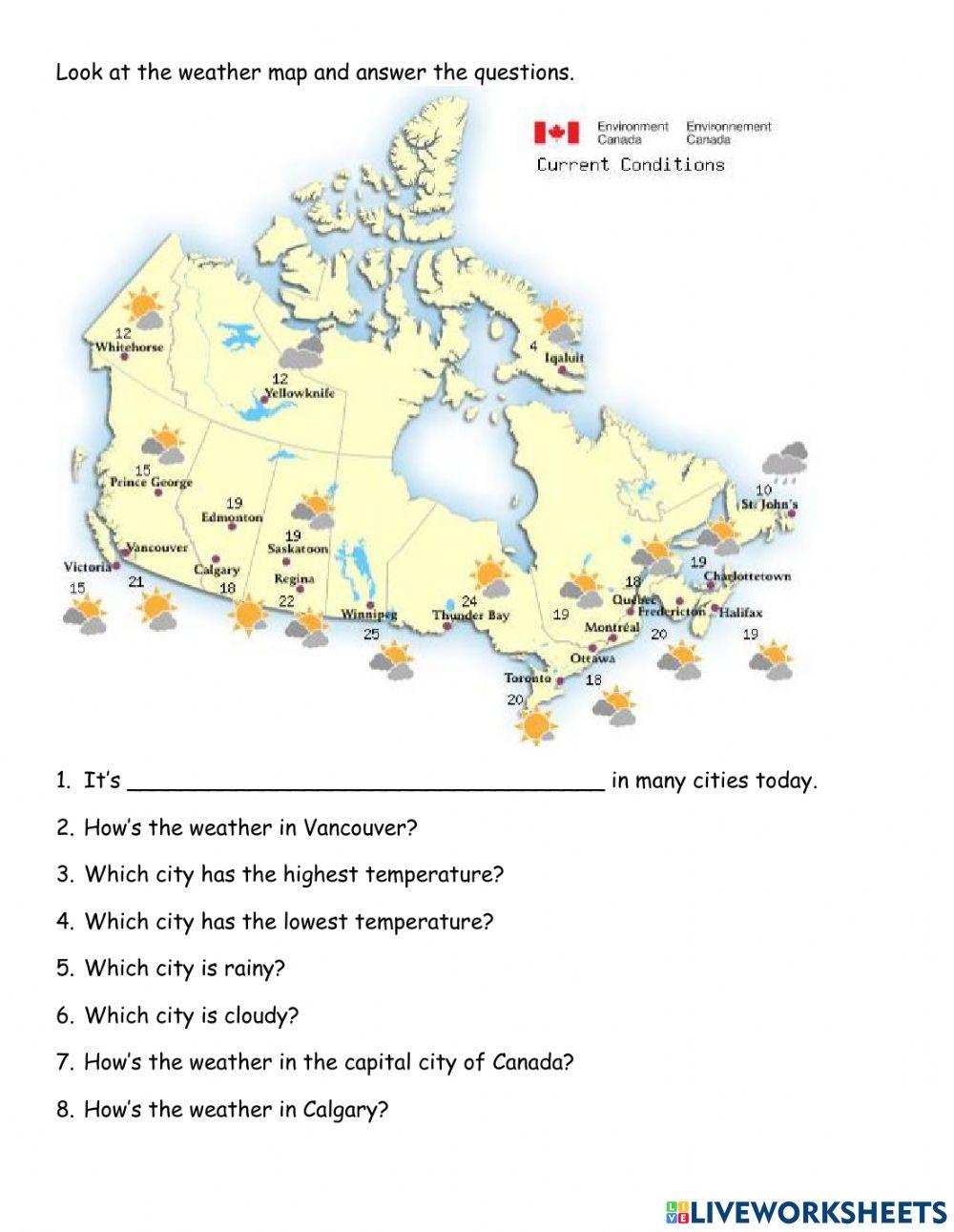 weather and Canadian cities