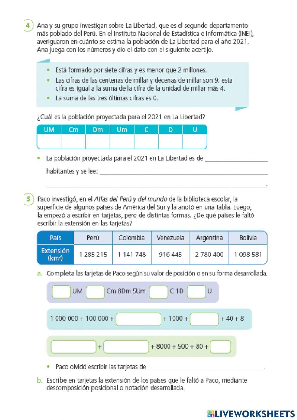 Número naturales con 6 cifras