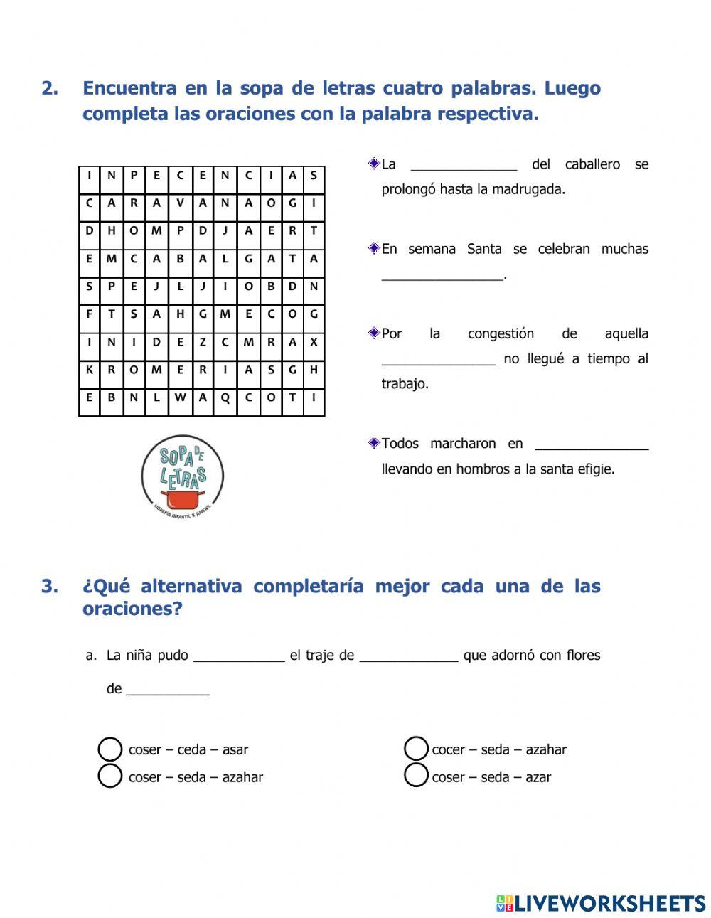 Oraciones incompletas