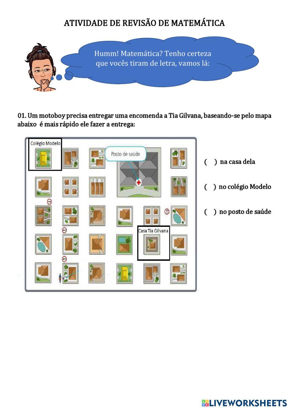 Atividade de revisão de matemática