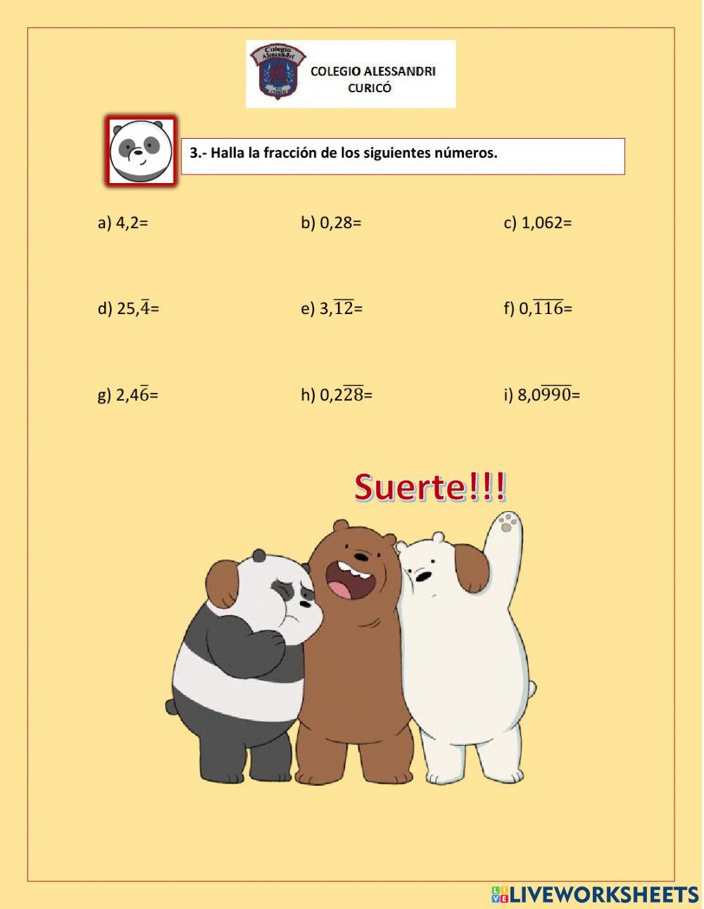 Decimales a fracción