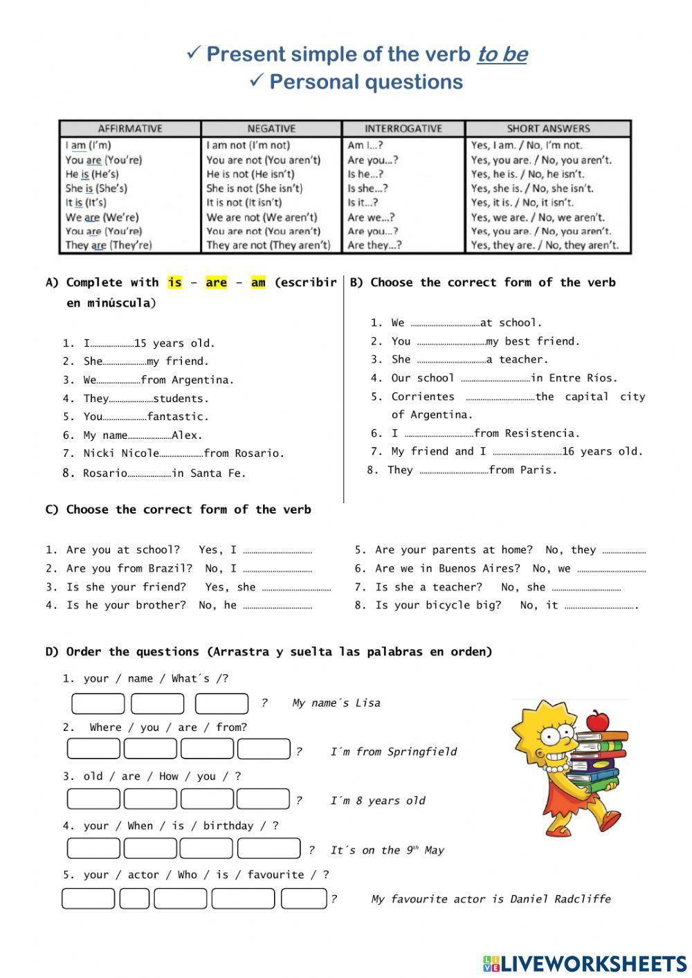 To be - personal questions